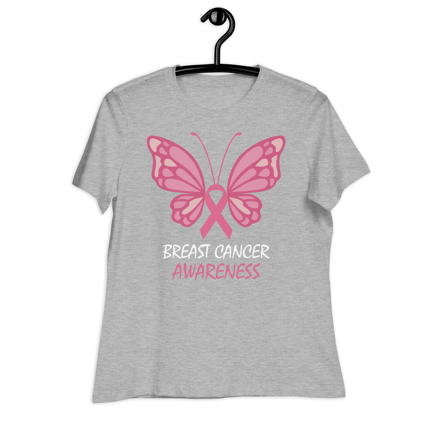 Breast Cancer Awareness Butterfly Bella Canvas Relaxed Women's T-Shirt