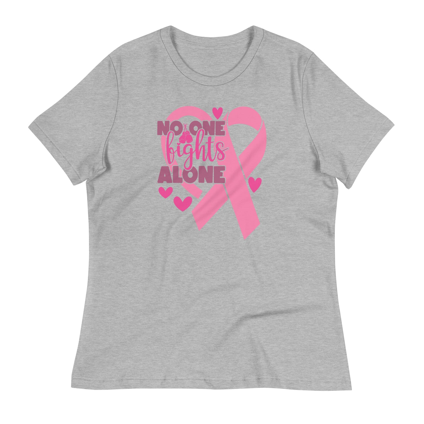 No Fights Alone Breast Cancer Awareness Bella Canvas Relaxed Women's T-Shirt