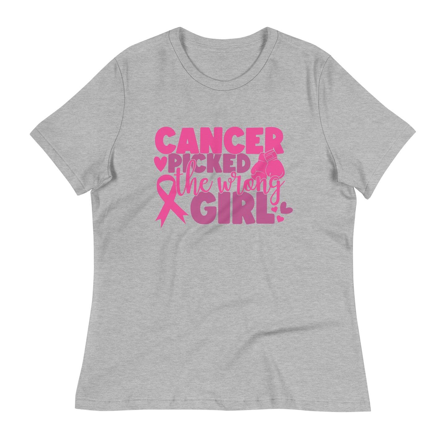 Cancer Picked the Wrong Girl Breast Cancer Awareness Bella Canvas Relaxed Women's T-Shirt