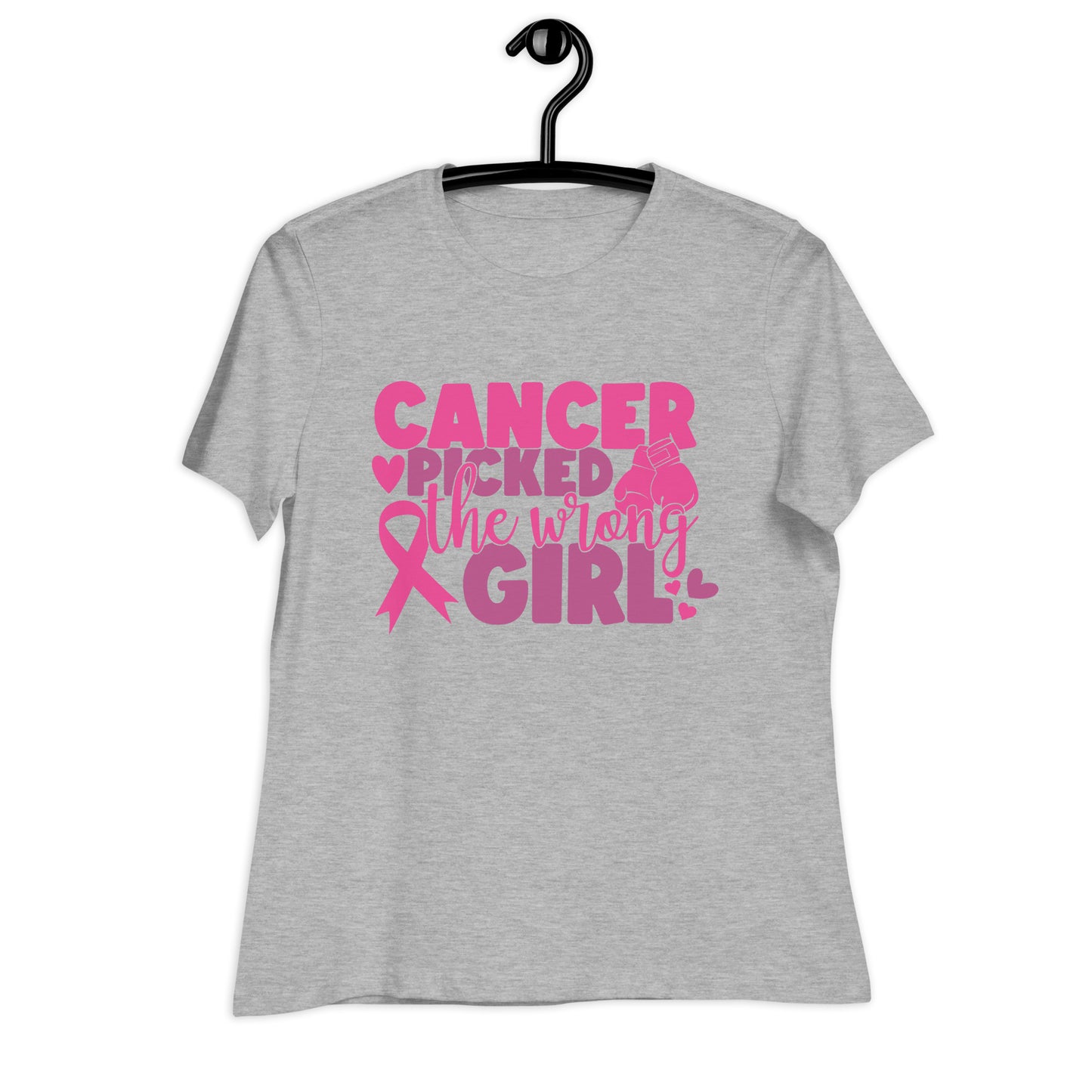Cancer Picked the Wrong Girl Breast Cancer Awareness Bella Canvas Relaxed Women's T-Shirt
