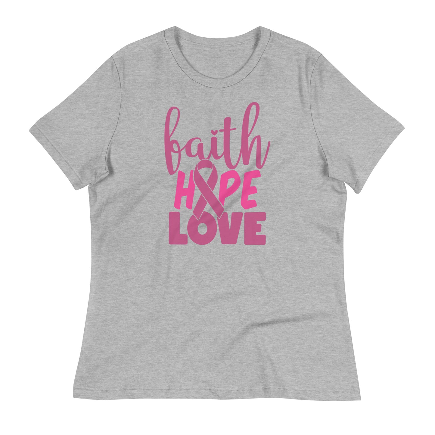Faith Hope Love Breast Cancer Awareness Bella Canvas Relaxed Women's T-Shirt