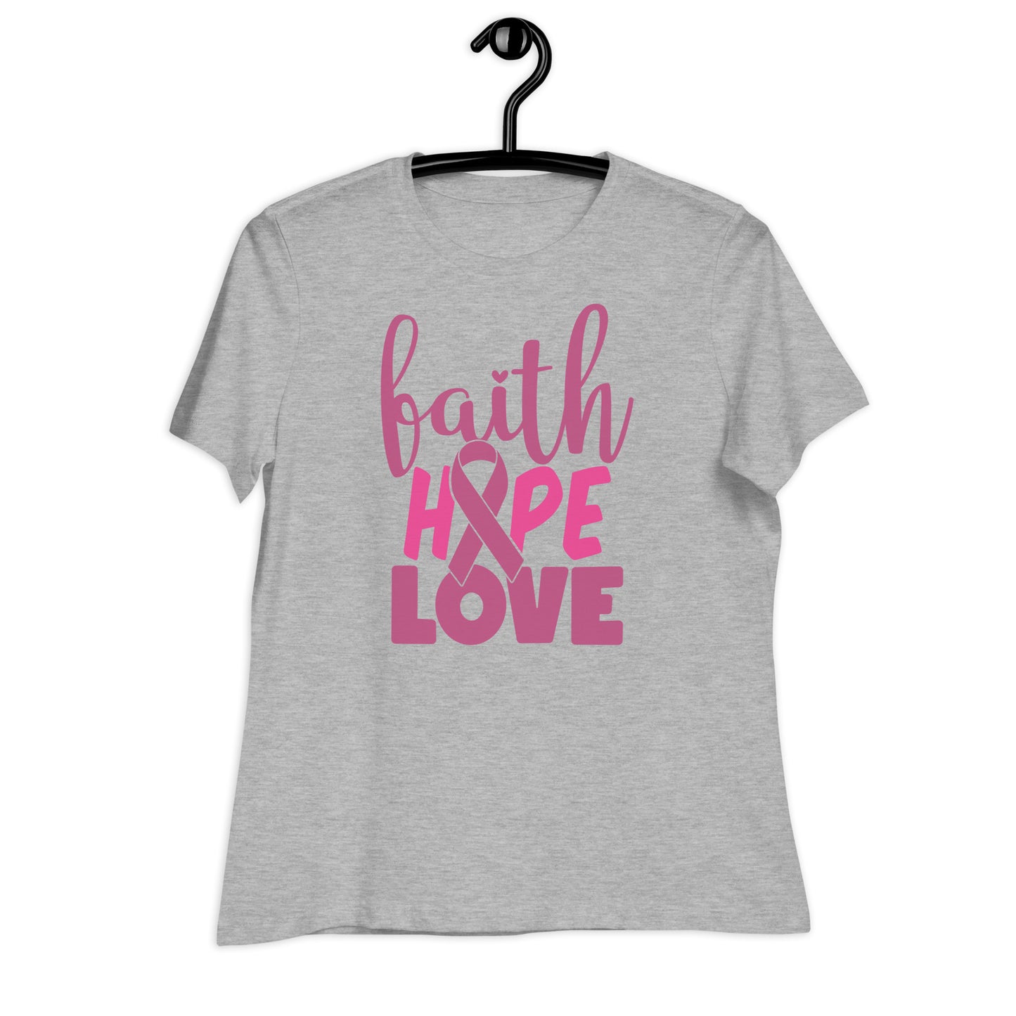 Faith Hope Love Breast Cancer Awareness Bella Canvas Relaxed Women's T-Shirt