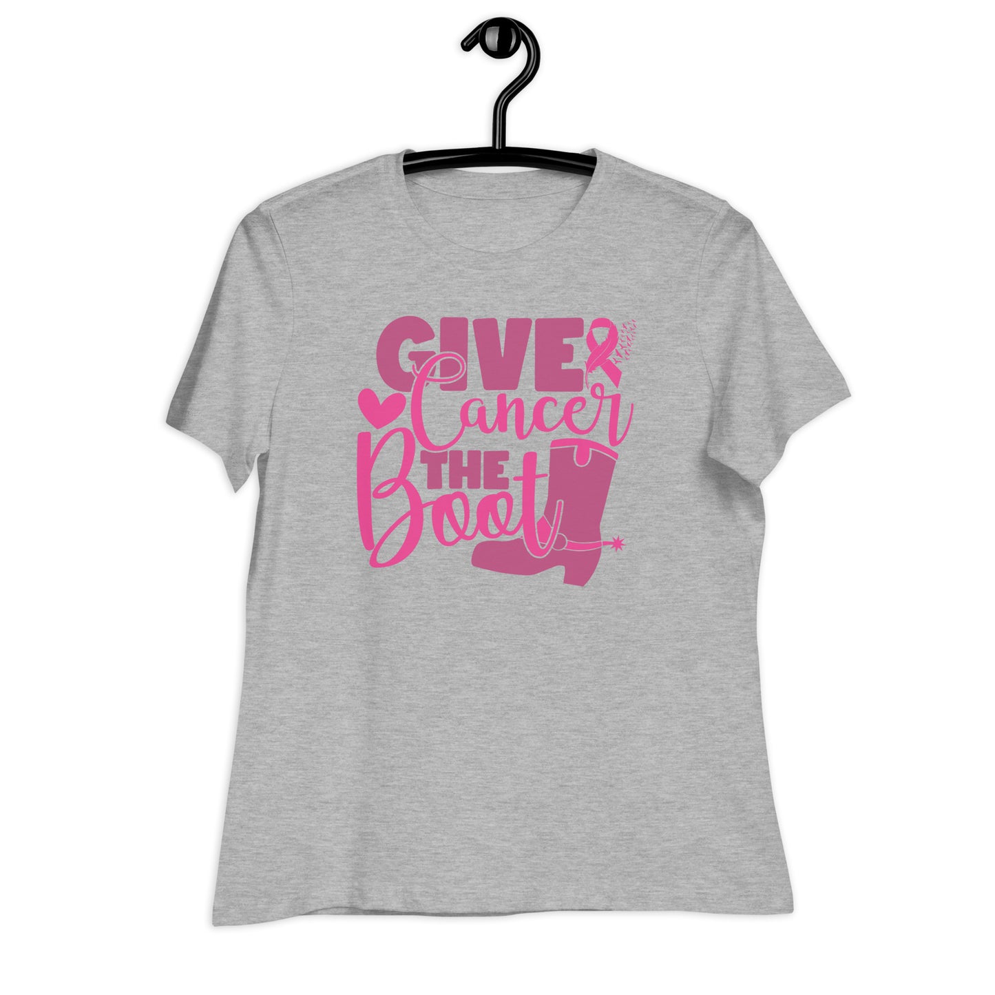 Give Cancer The Boot Breast Cancer Awareness Bella Canvas Relaxed Women's T-Shirt