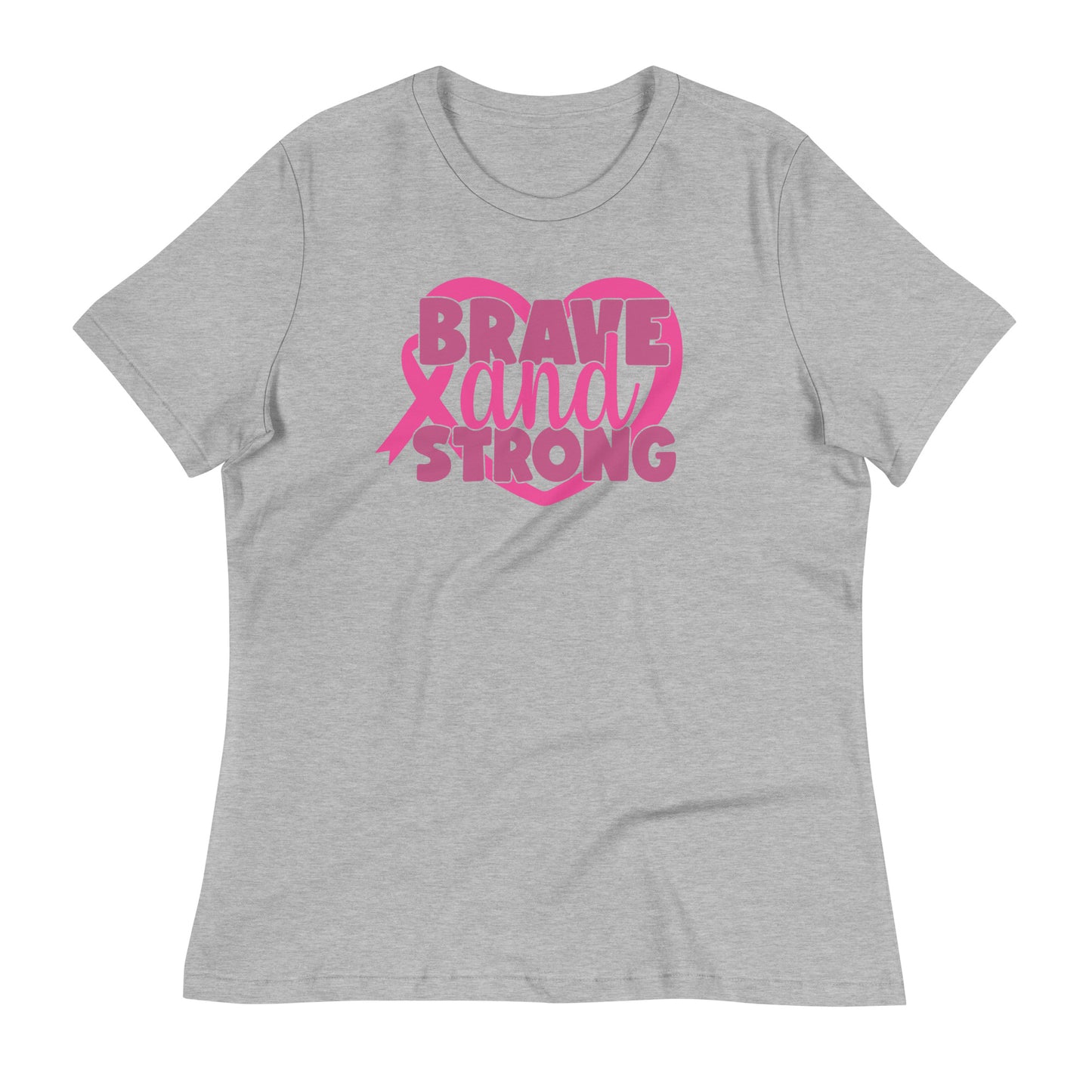Brave and Strong Breast Cancer Awareness Bella Canvas Relaxed Women's T-Shirt