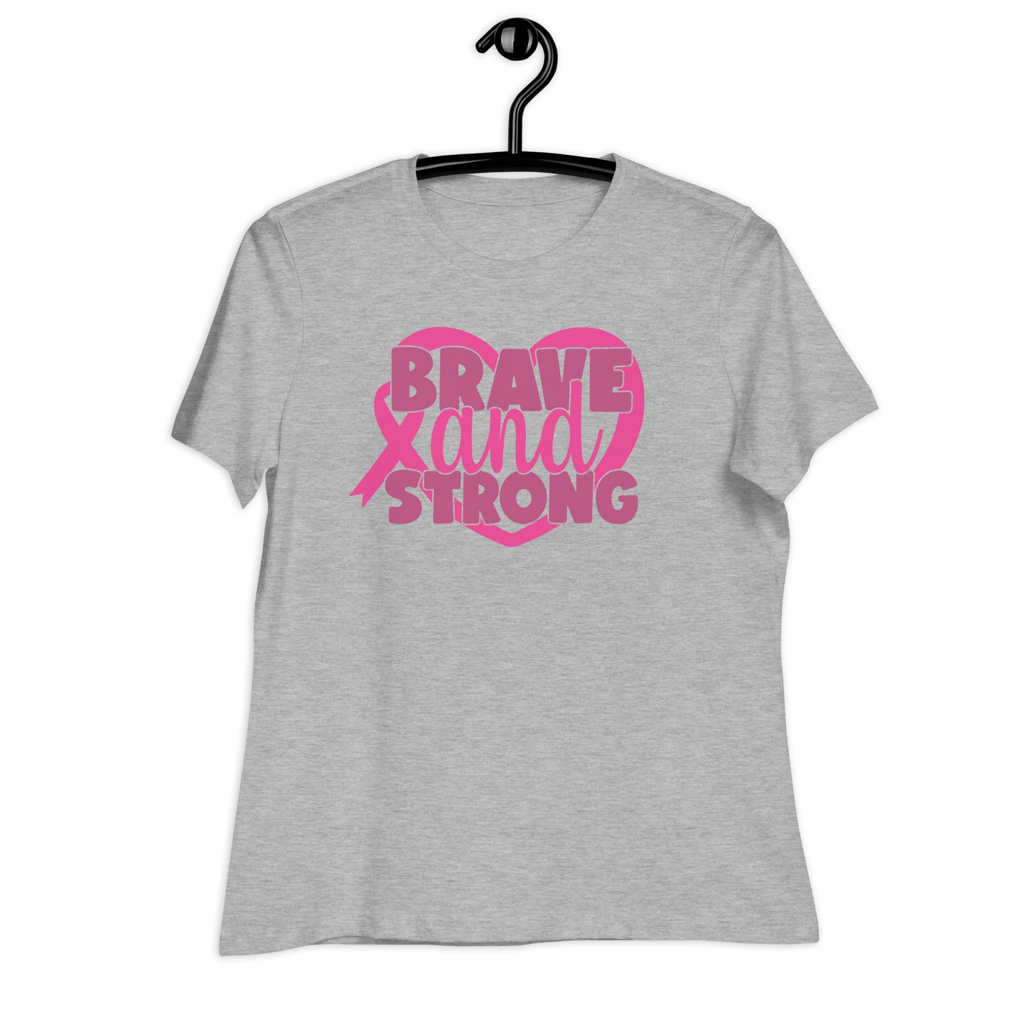 Brave and Strong Breast Cancer Awareness Bella Canvas Relaxed Women's T-Shirt