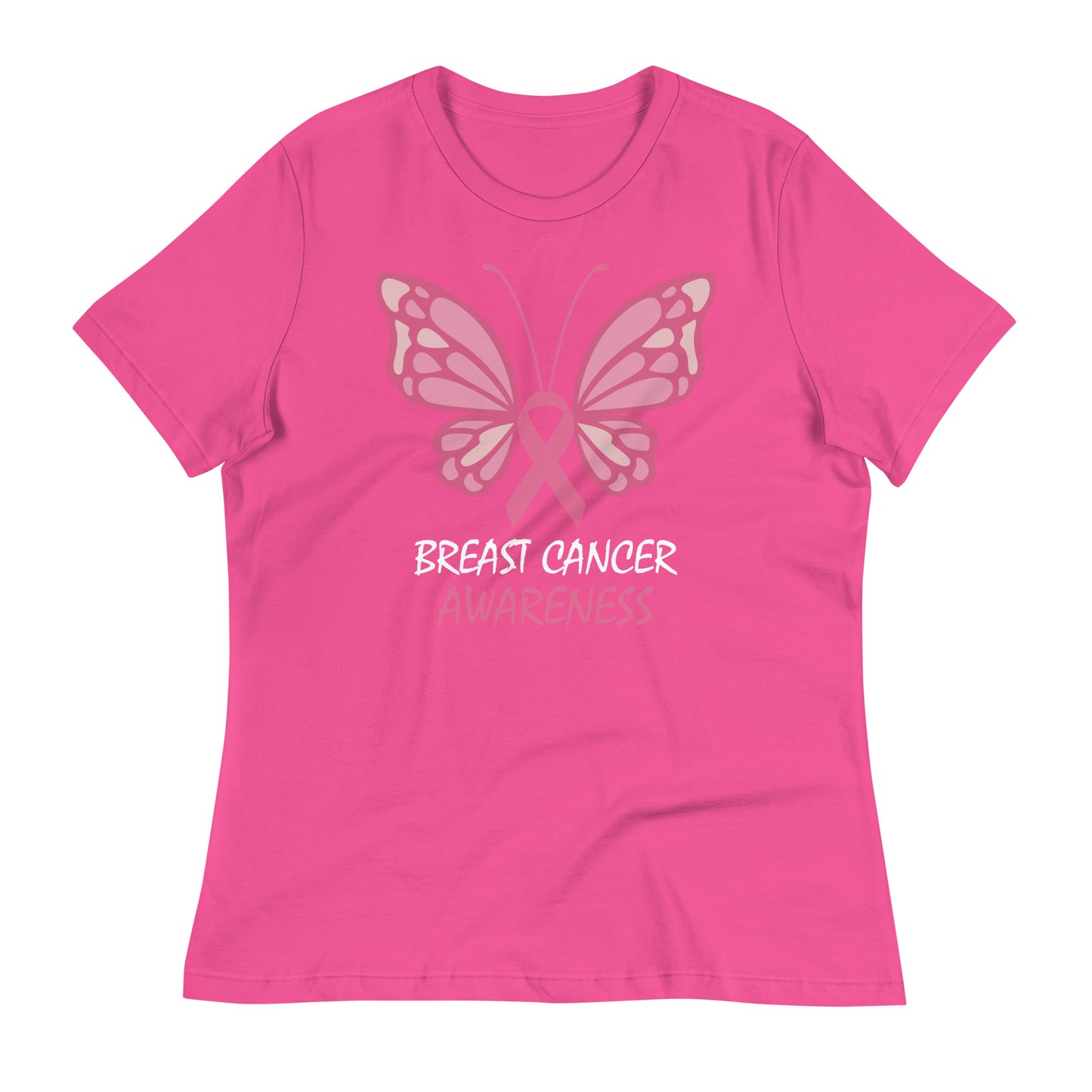 Breast Cancer Awareness Butterfly Bella Canvas Relaxed Women's T-Shirt
