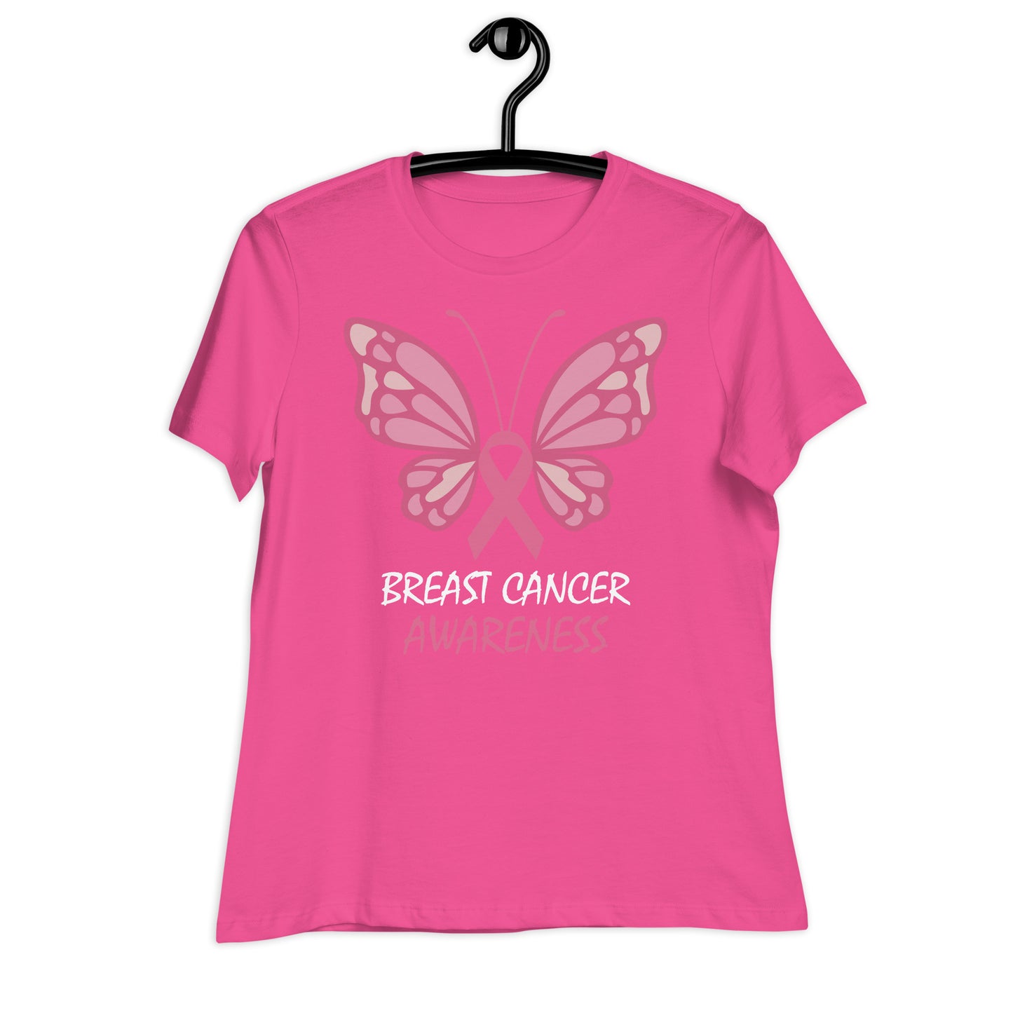 Breast Cancer Awareness Butterfly Bella Canvas Relaxed Women's T-Shirt
