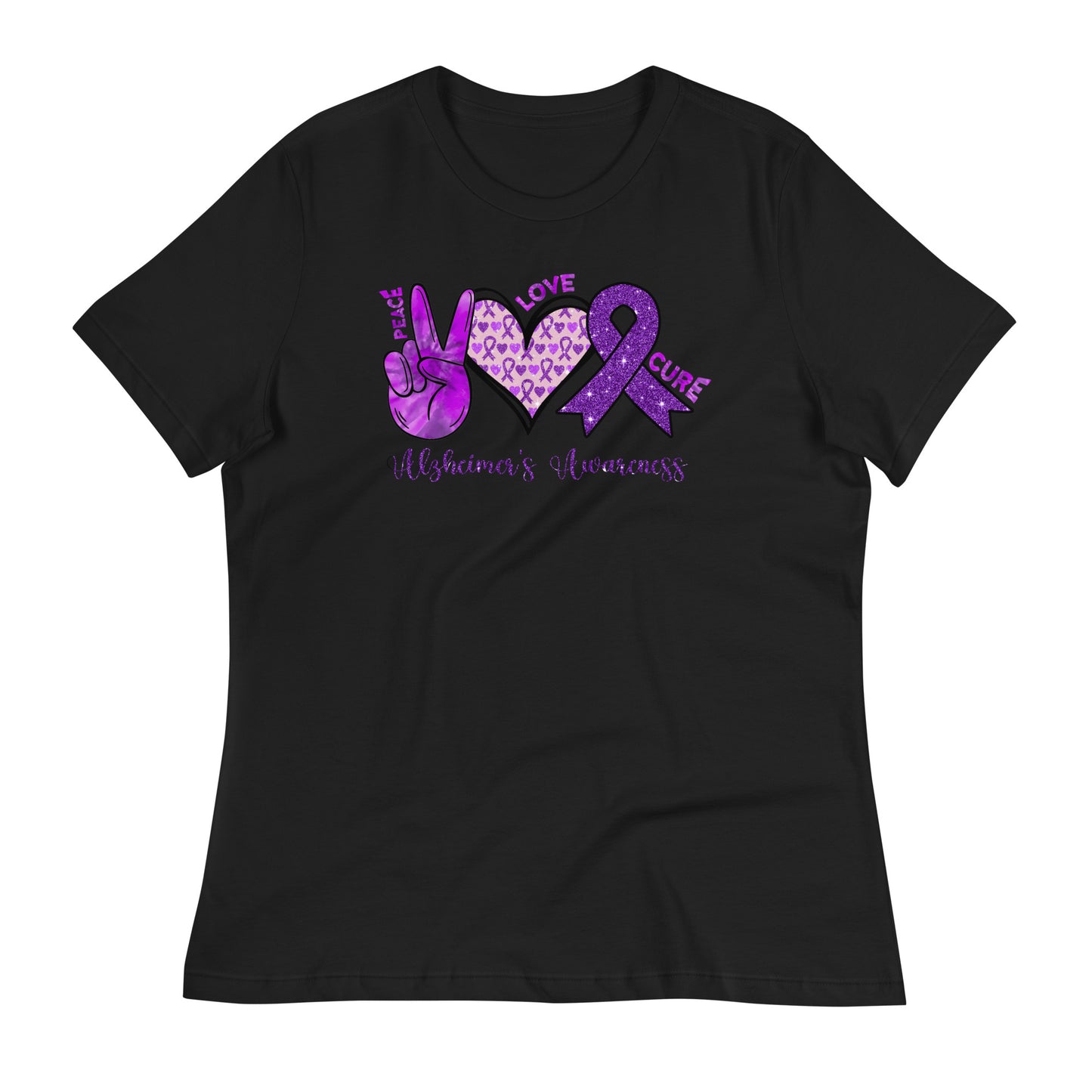 Peace Love Cure Alzheimer's Awareness Bella Canvas Relaxed Women's T-Shirt