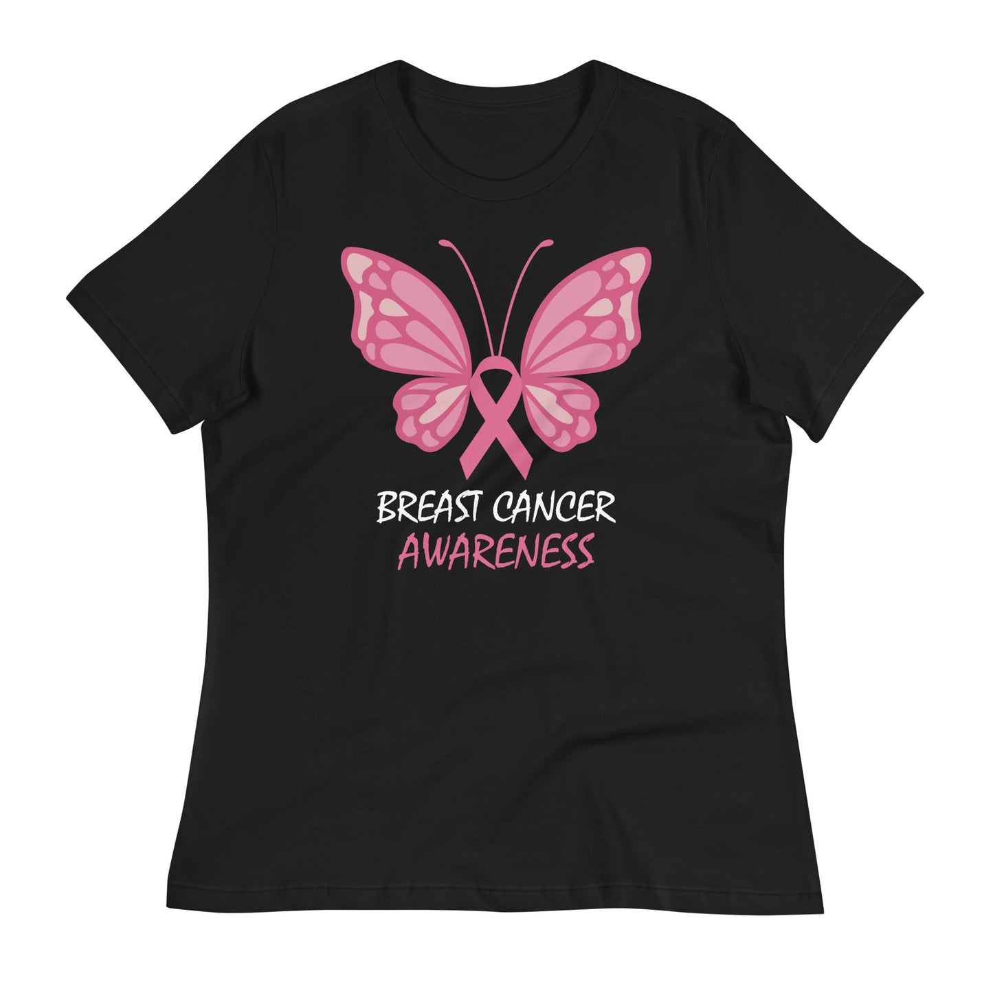 Breast Cancer Awareness Butterfly Bella Canvas Relaxed Women's T-Shirt