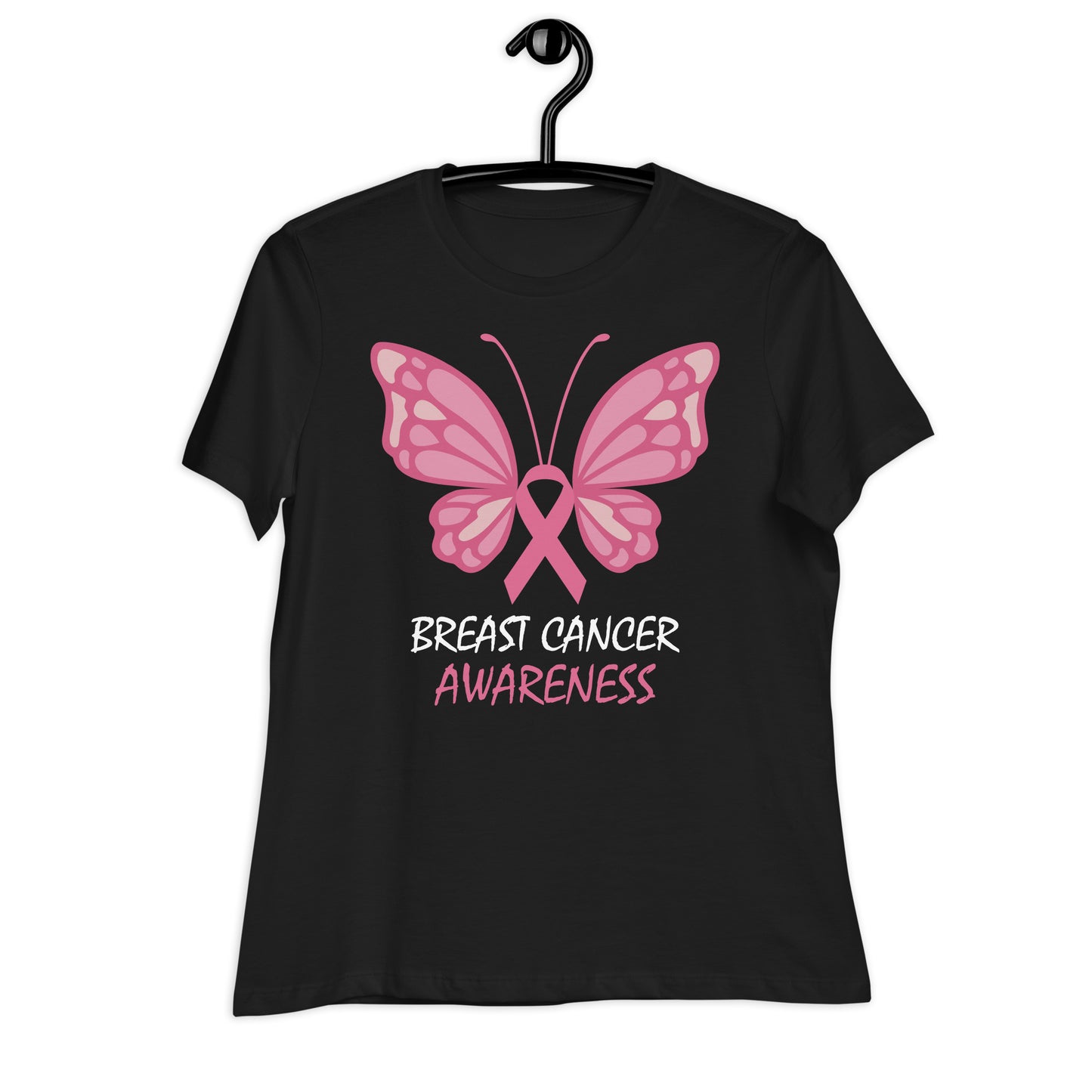 Breast Cancer Awareness Butterfly Bella Canvas Relaxed Women's T-Shirt