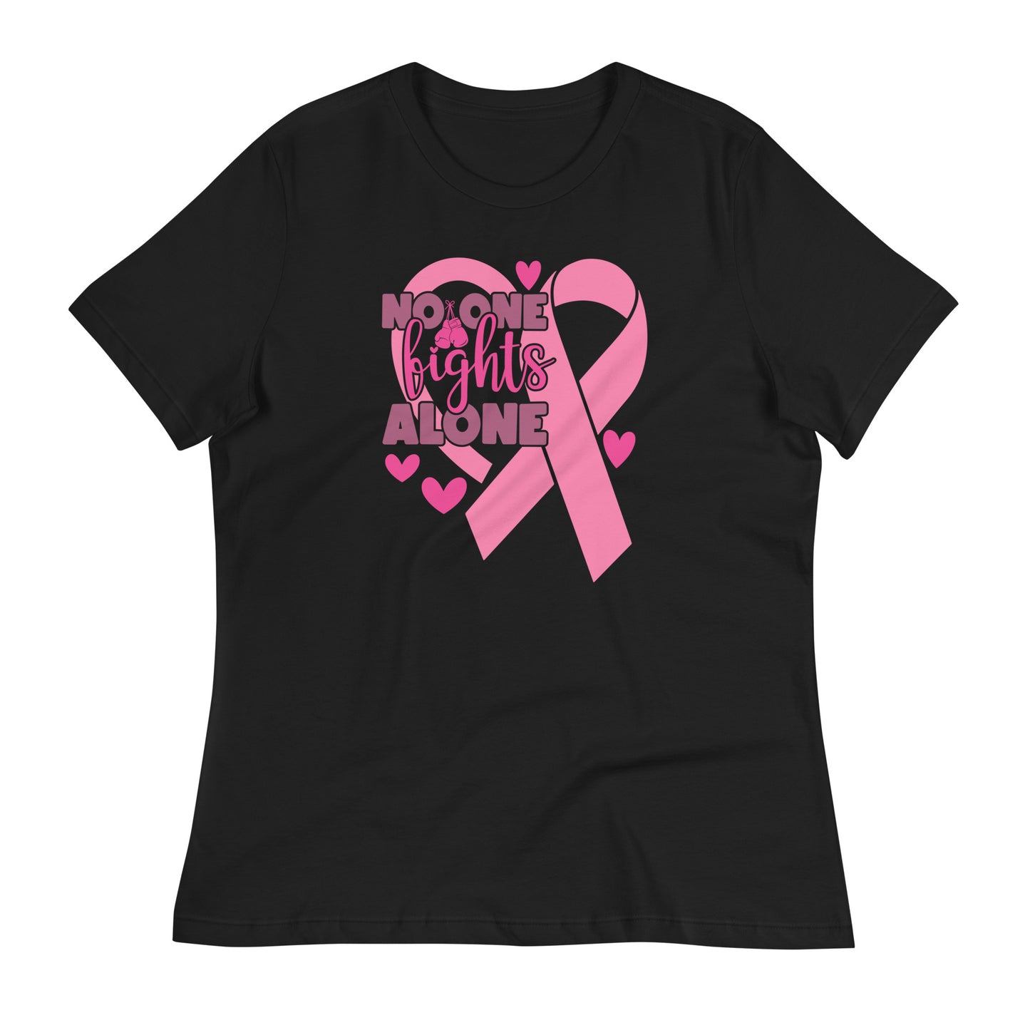 No Fights Alone Breast Cancer Awareness Bella Canvas Relaxed Women's T-Shirt