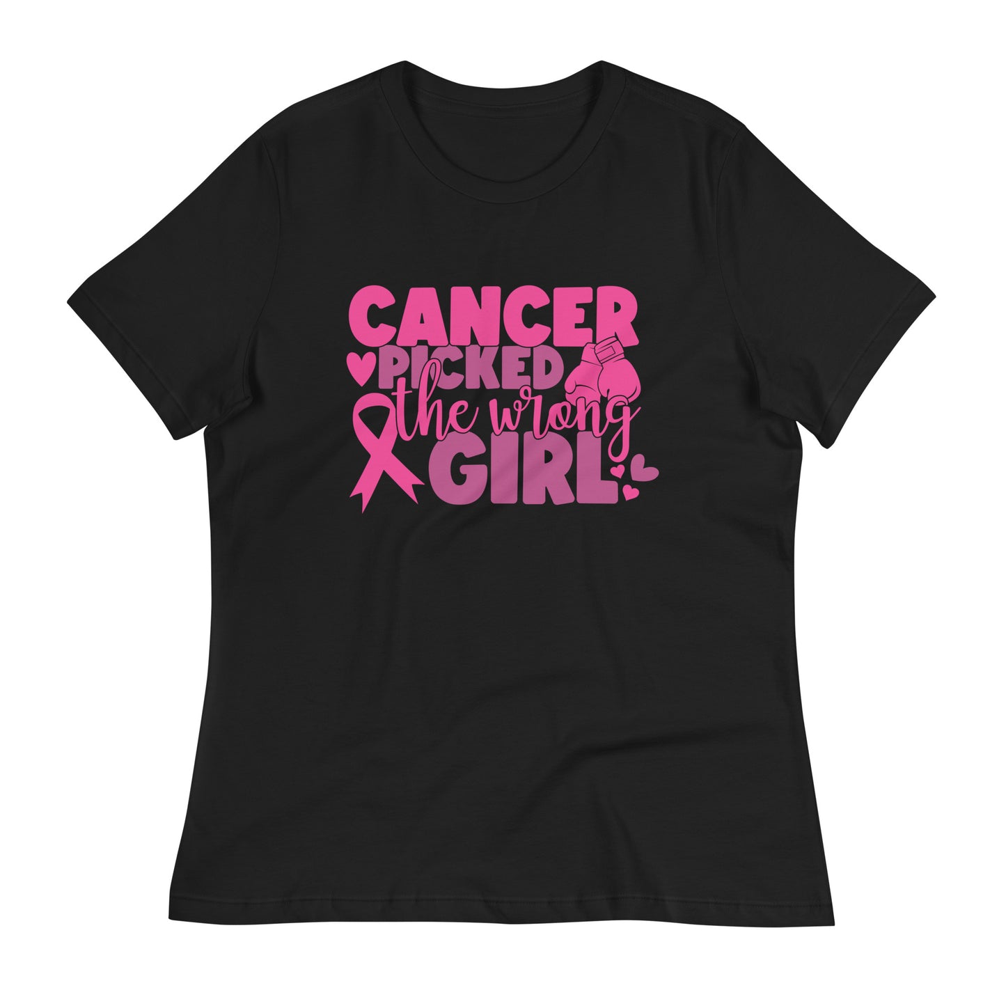 Cancer Picked the Wrong Girl Breast Cancer Awareness Bella Canvas Relaxed Women's T-Shirt