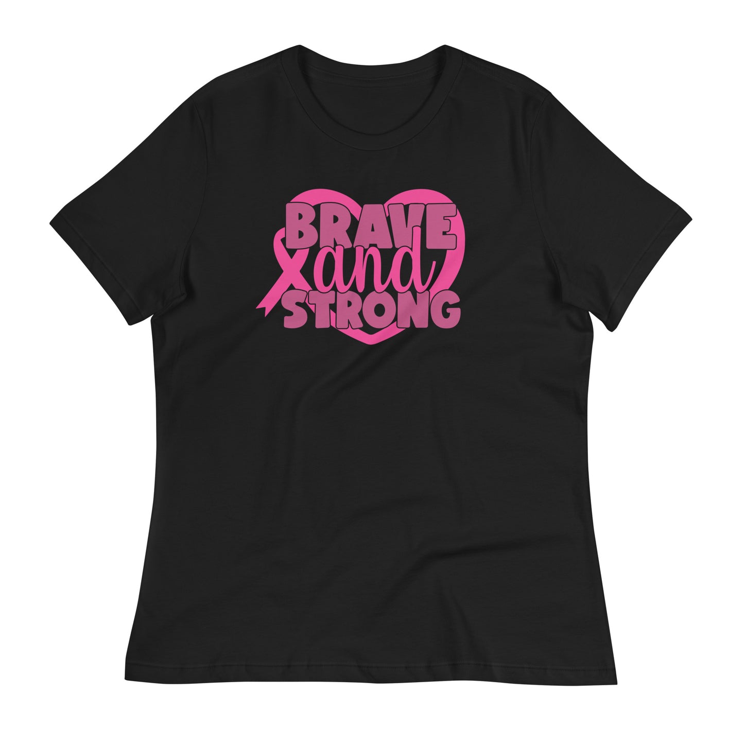 Brave and Strong Breast Cancer Awareness Bella Canvas Relaxed Women's T-Shirt