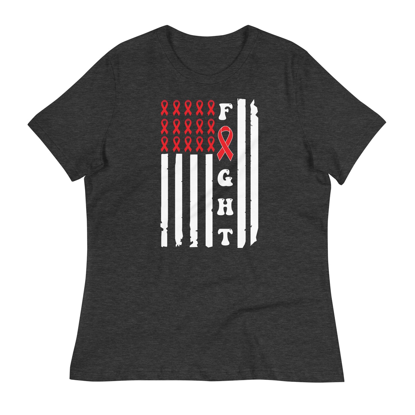Fight Heart Disease Awareness Flag Bella Canvas Relaxed Women's T-Shirt