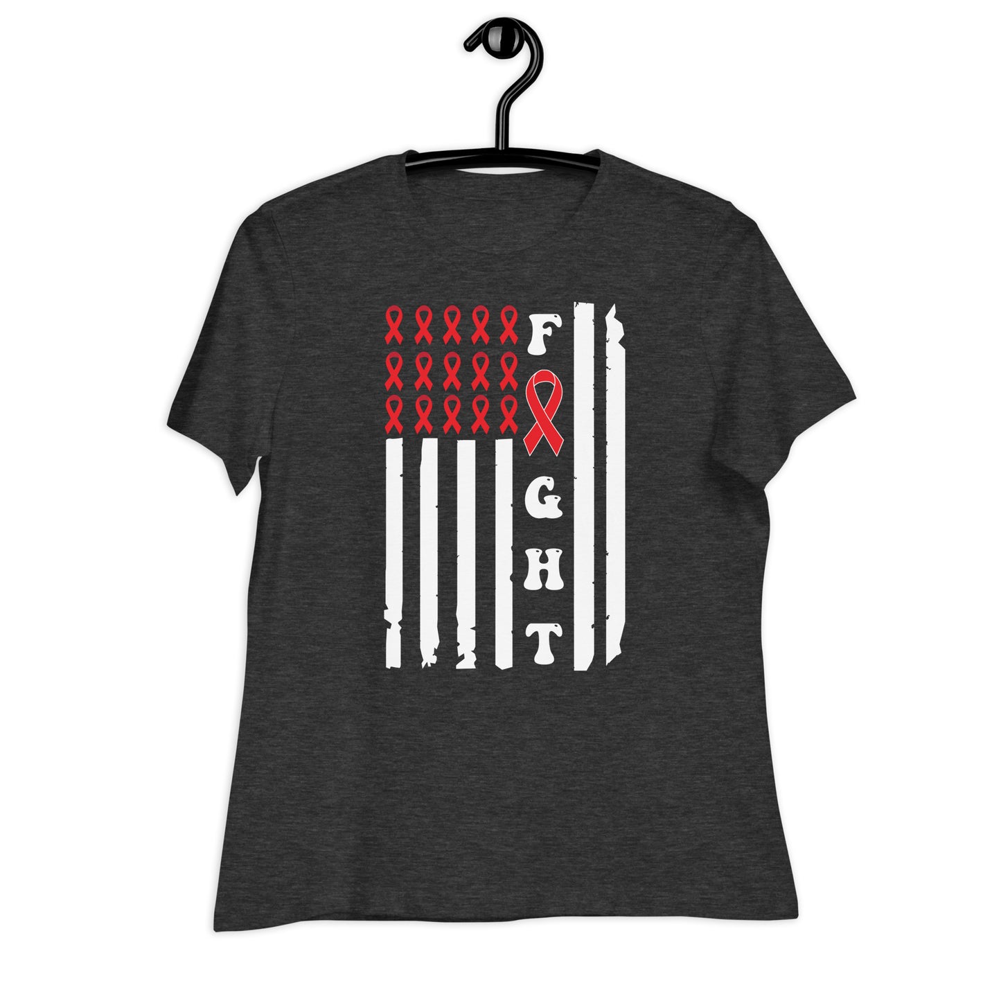 Fight Heart Disease Awareness Flag Bella Canvas Relaxed Women's T-Shirt
