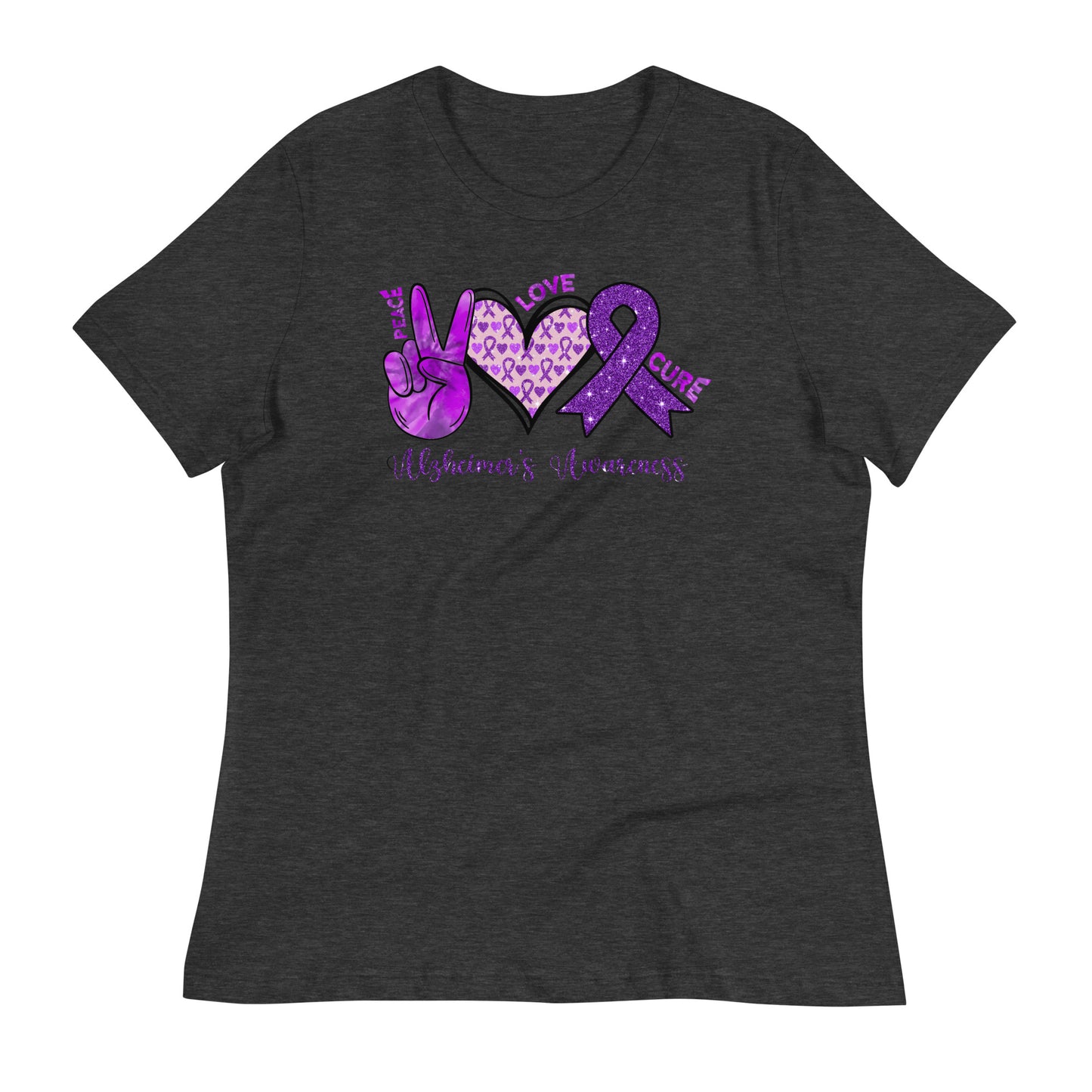 Peace Love Cure Alzheimer's Awareness Bella Canvas Relaxed Women's T-Shirt