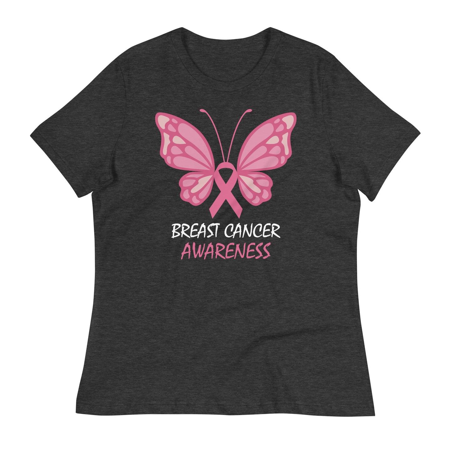 Breast Cancer Awareness Butterfly Bella Canvas Relaxed Women's T-Shirt