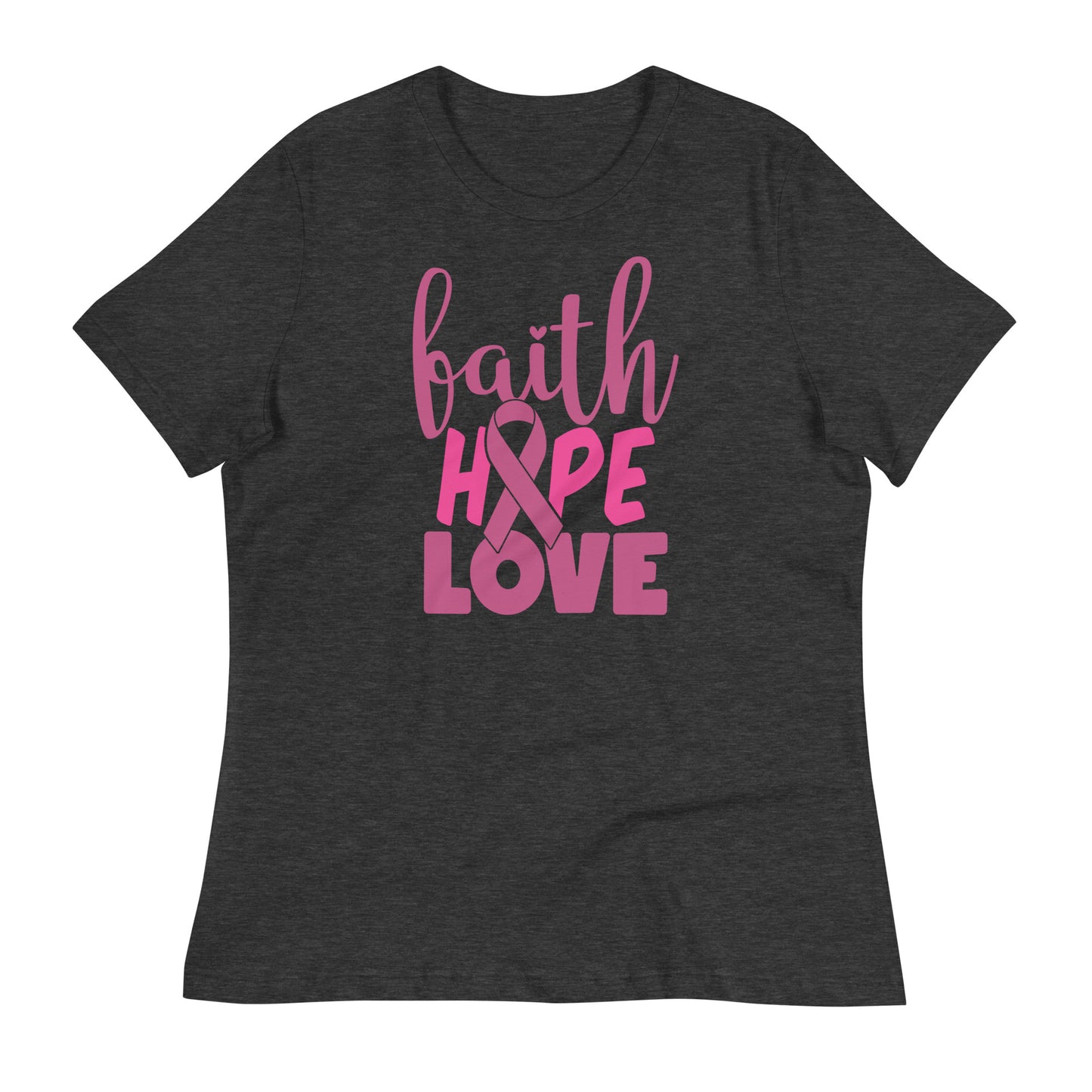 Faith Hope Love Breast Cancer Awareness Bella Canvas Relaxed Women's T-Shirt