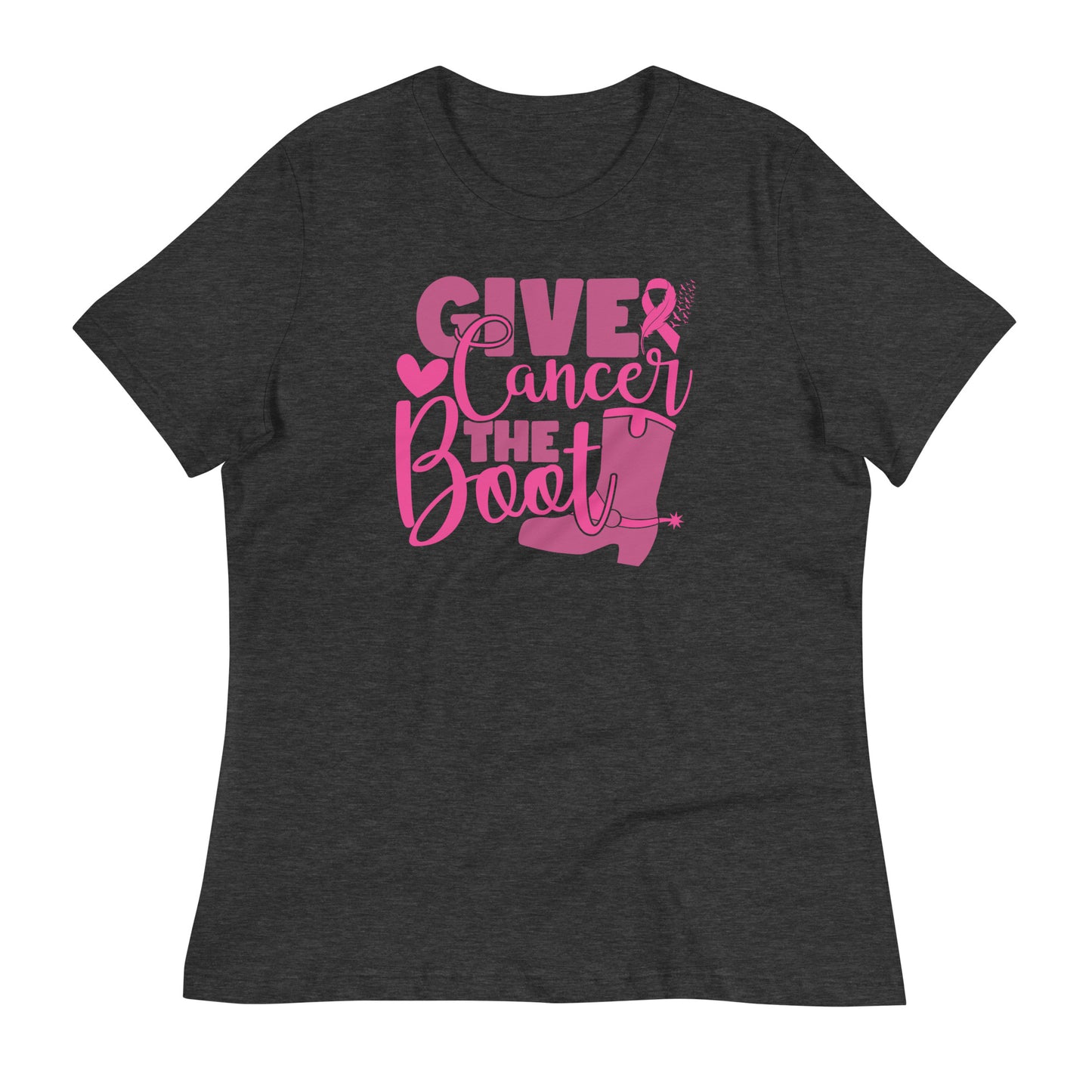 Give Cancer The Boot Breast Cancer Awareness Bella Canvas Relaxed Women's T-Shirt