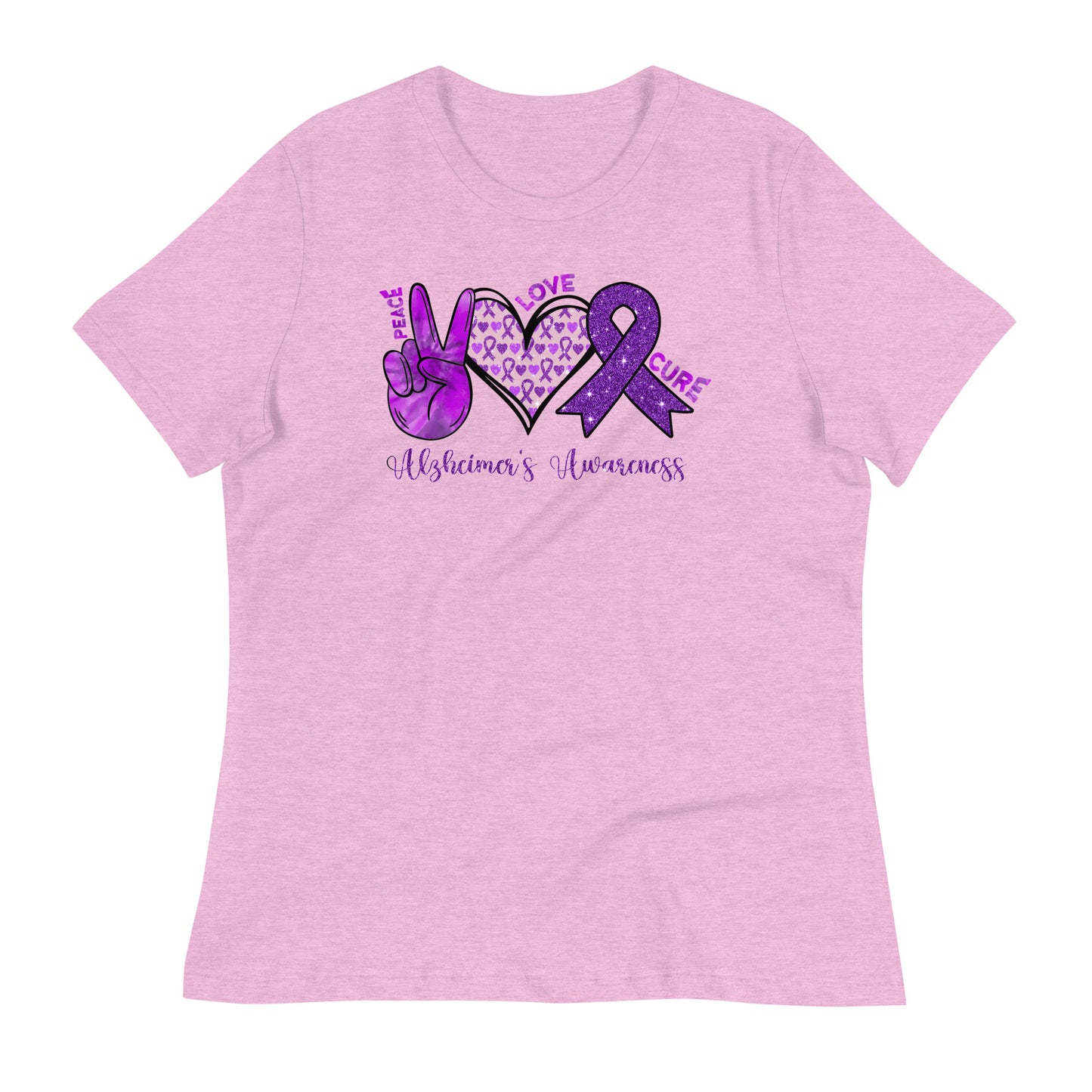 Peace Love Cure Alzheimer's Awareness Bella Canvas Relaxed Women's T-Shirt