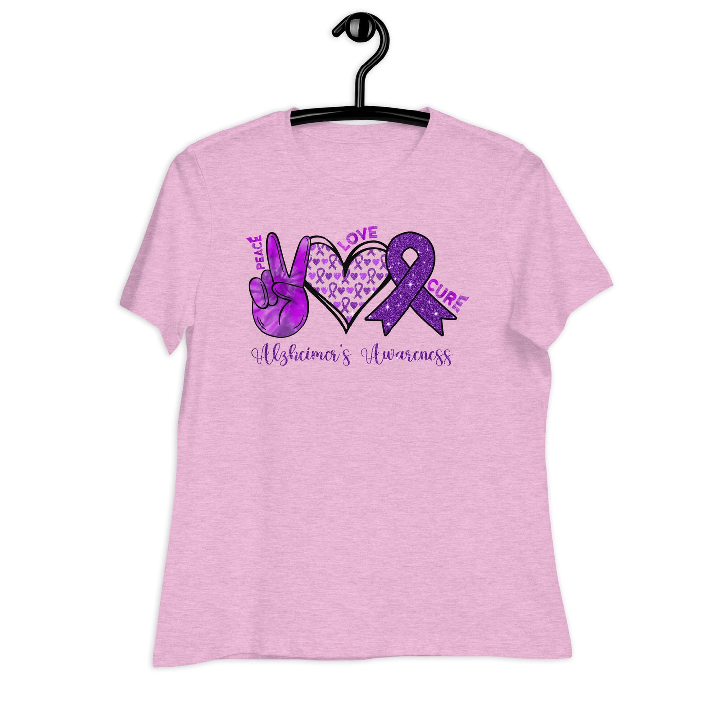 Peace Love Cure Alzheimer's Awareness Bella Canvas Relaxed Women's T-Shirt