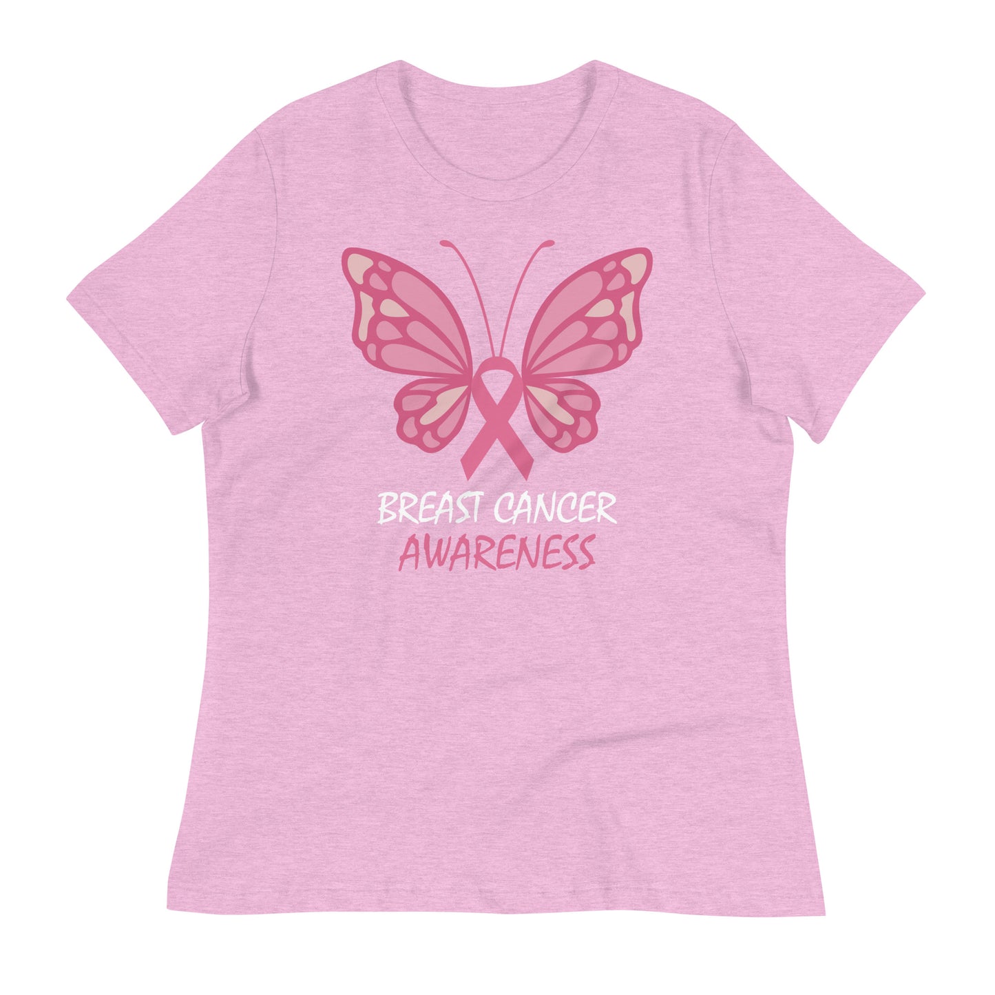 Breast Cancer Awareness Butterfly Bella Canvas Relaxed Women's T-Shirt