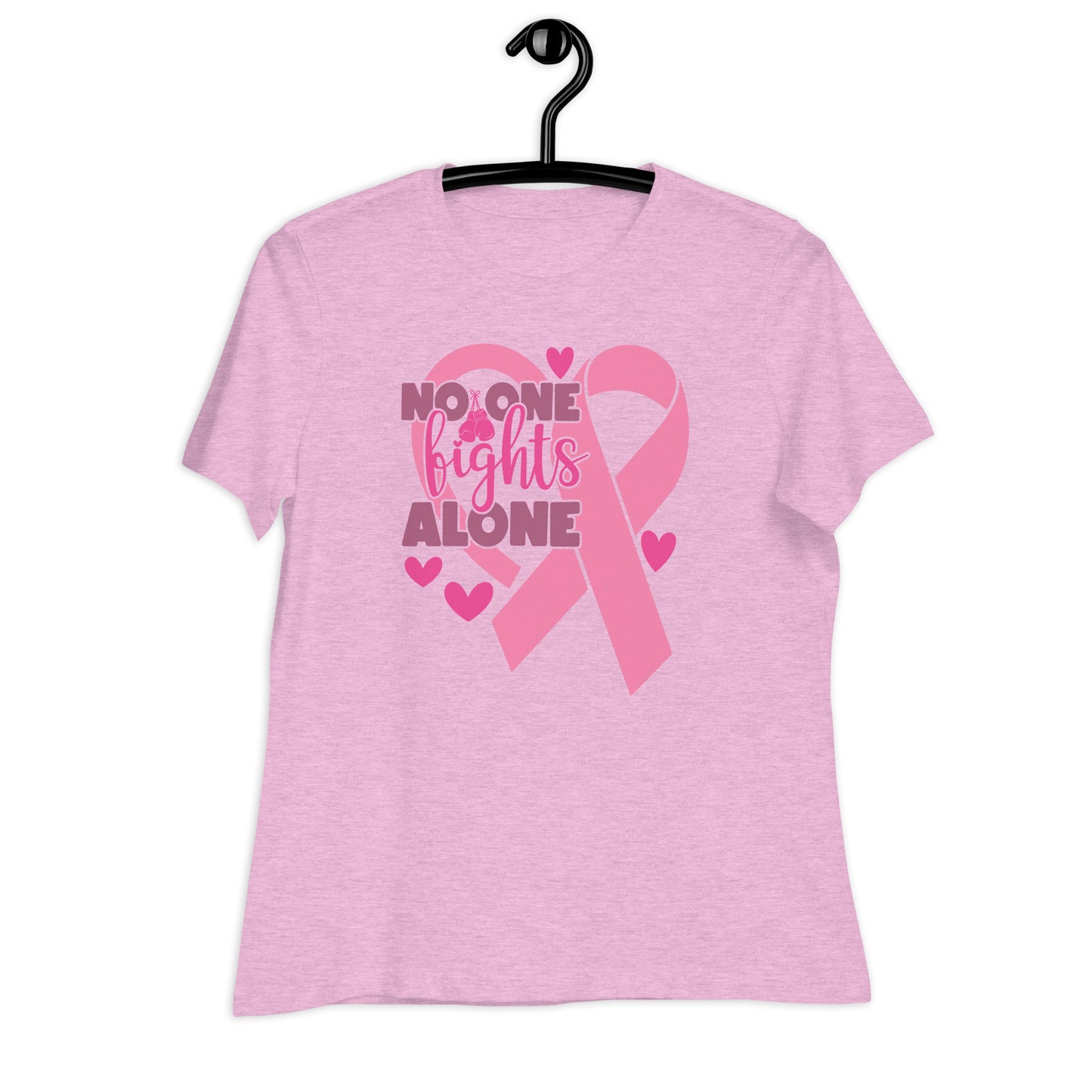 No Fights Alone Breast Cancer Awareness Bella Canvas Relaxed Women's T-Shirt