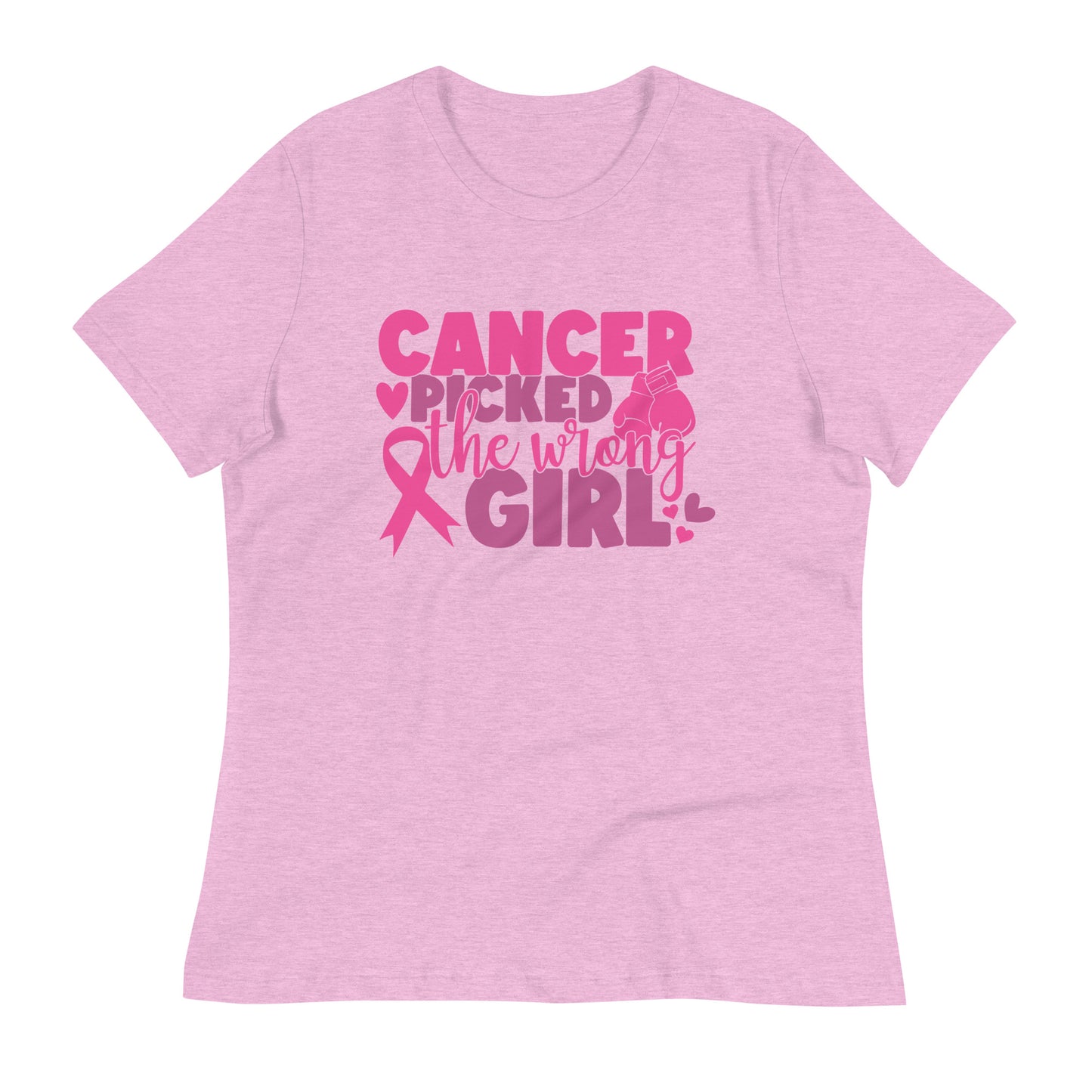 Cancer Picked the Wrong Girl Breast Cancer Awareness Bella Canvas Relaxed Women's T-Shirt