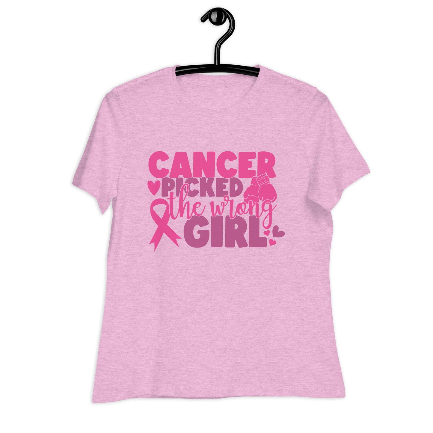 Cancer Picked the Wrong Girl Breast Cancer Awareness Bella Canvas Relaxed Women's T-Shirt