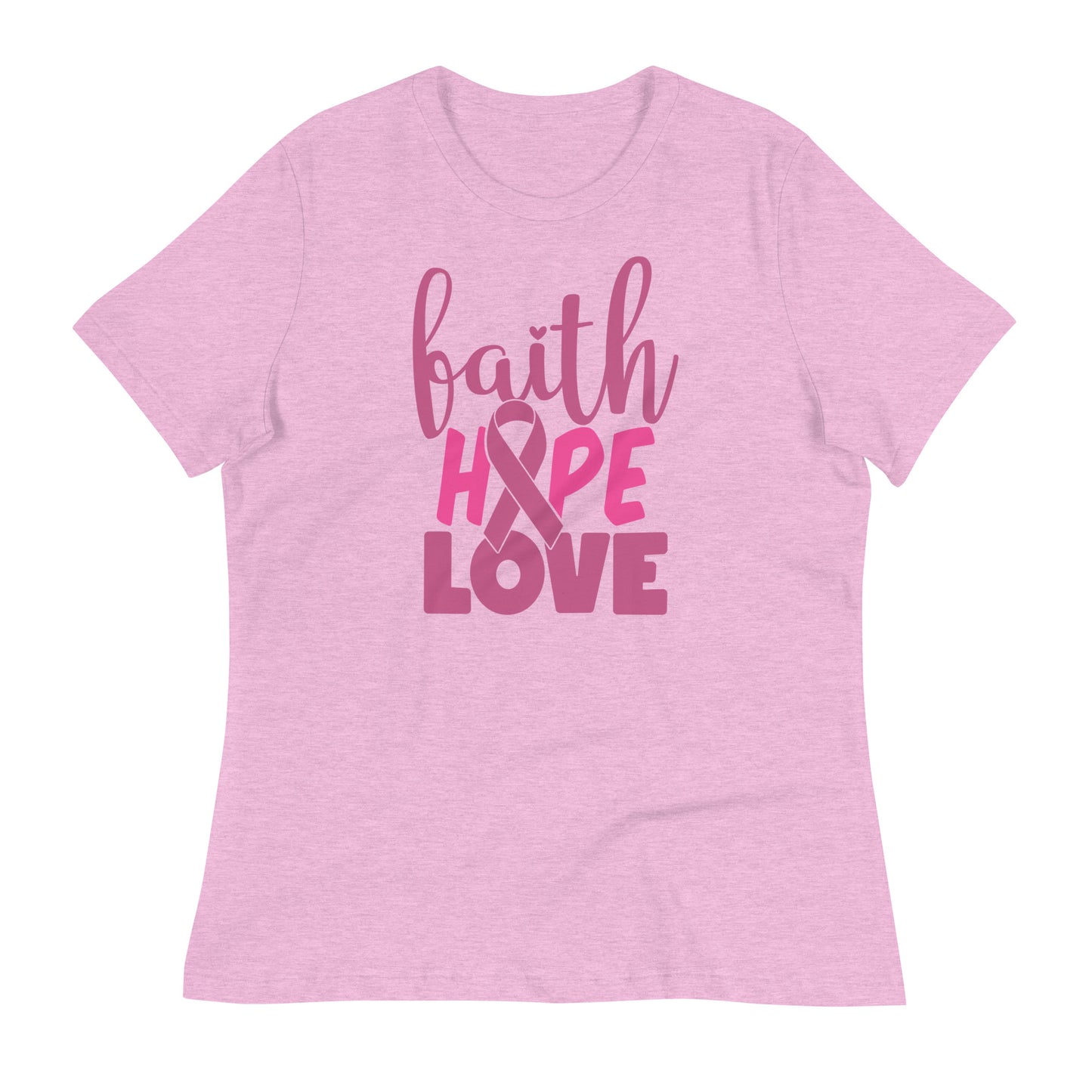 Faith Hope Love Breast Cancer Awareness Bella Canvas Relaxed Women's T-Shirt