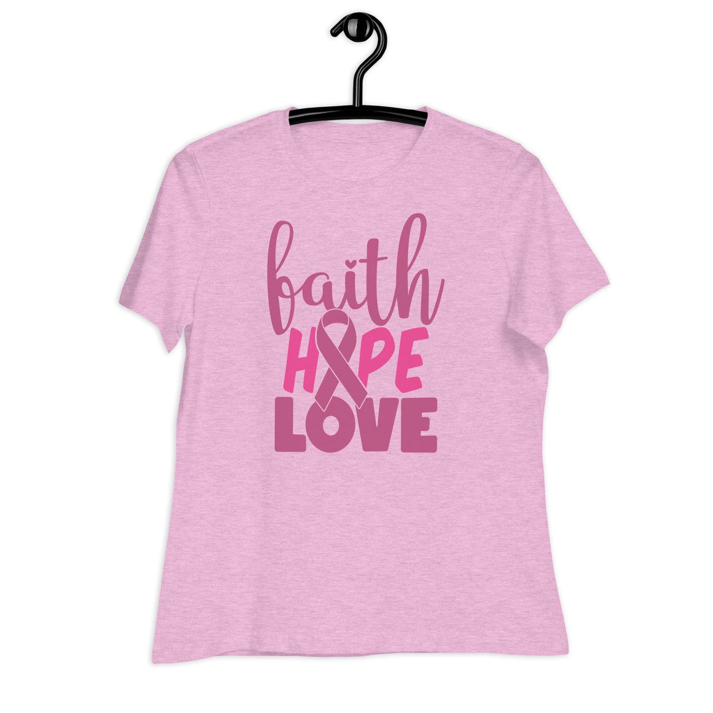 Faith Hope Love Breast Cancer Awareness Bella Canvas Relaxed Women's T-Shirt