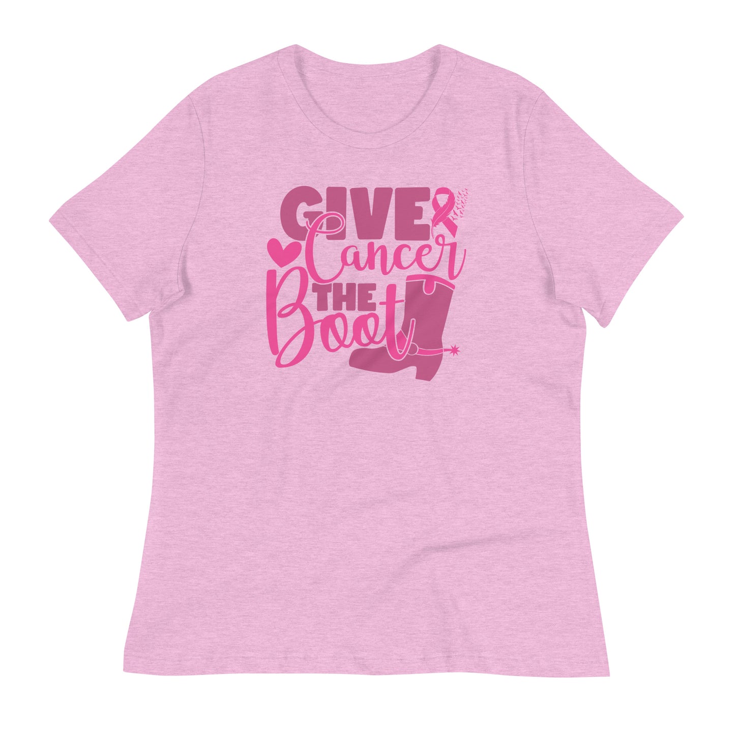 Give Cancer The Boot Breast Cancer Awareness Bella Canvas Relaxed Women's T-Shirt