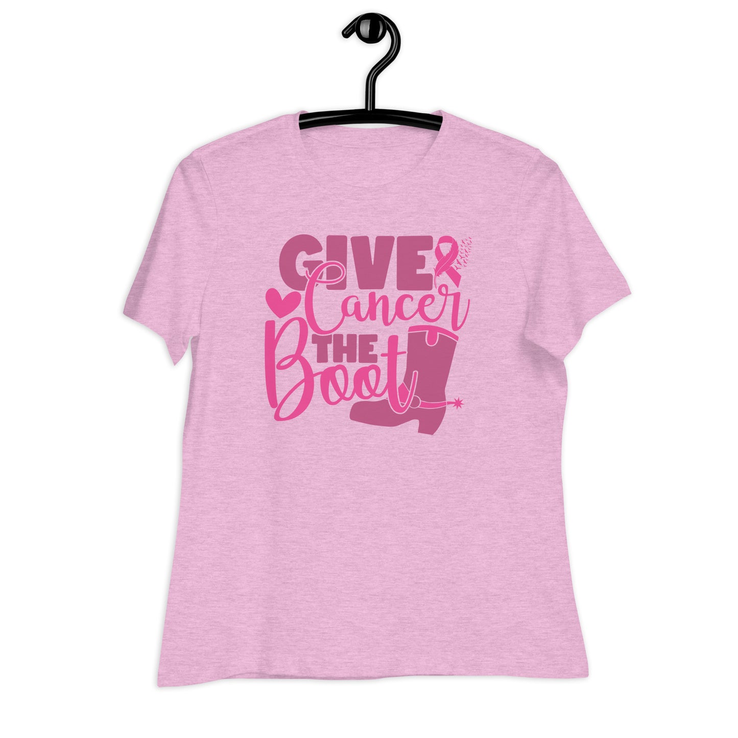 Give Cancer The Boot Breast Cancer Awareness Bella Canvas Relaxed Women's T-Shirt