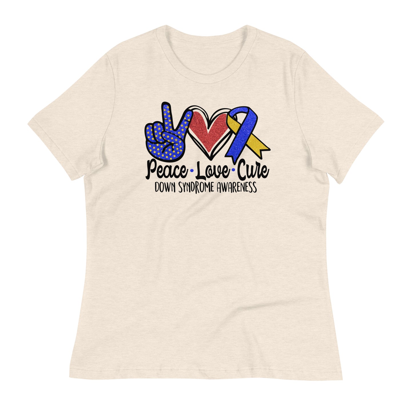 Peace Love Cure Down Syndrome Awareness Bella Canvas Relaxed Women's T-Shirt