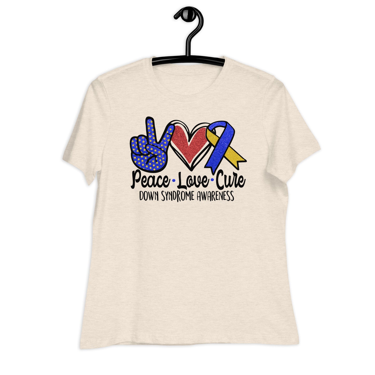 Peace Love Cure Down Syndrome Awareness Bella Canvas Relaxed Women's T-Shirt