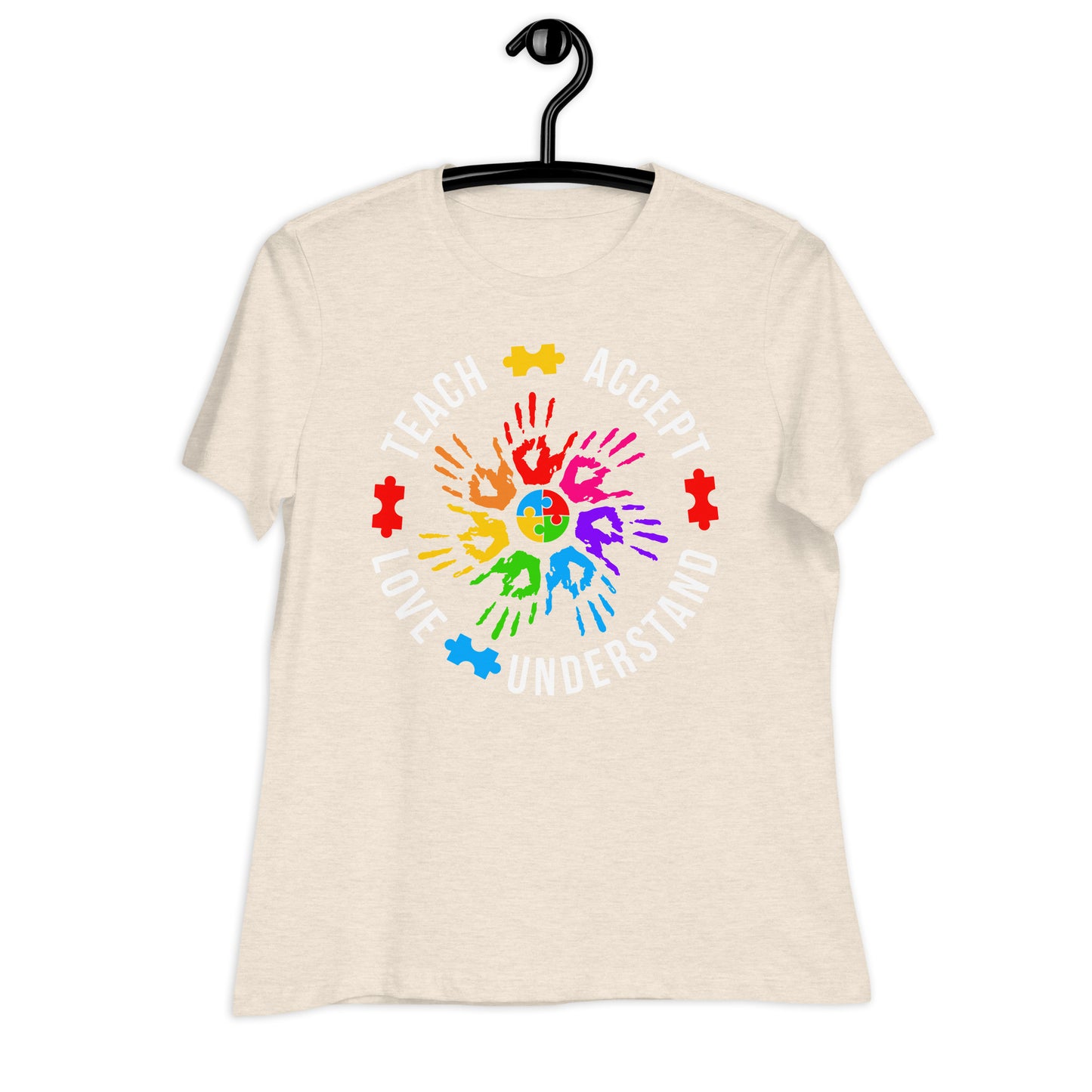 Teach Accept Understand Love Autism Bella Canvas Relaxed Women's T-Shirt