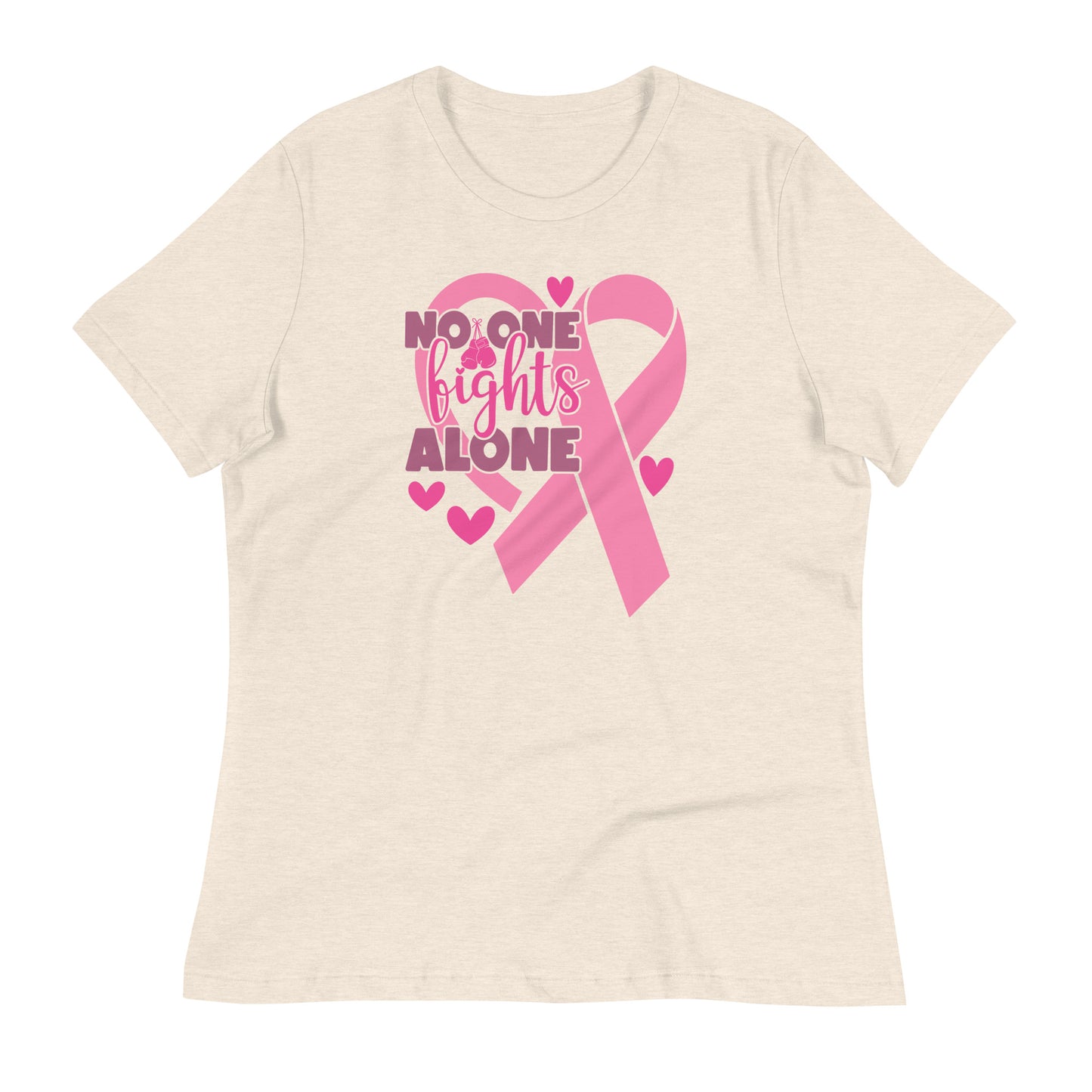 No Fights Alone Breast Cancer Awareness Bella Canvas Relaxed Women's T-Shirt