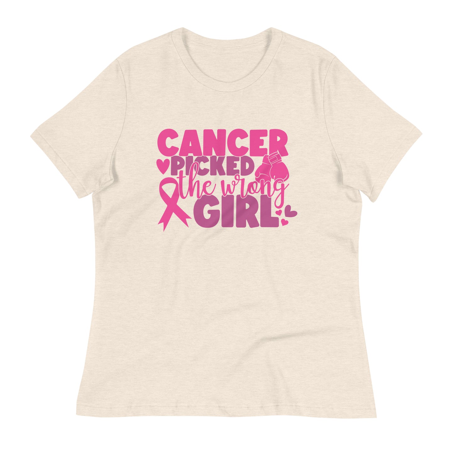 Cancer Picked the Wrong Girl Breast Cancer Awareness Bella Canvas Relaxed Women's T-Shirt