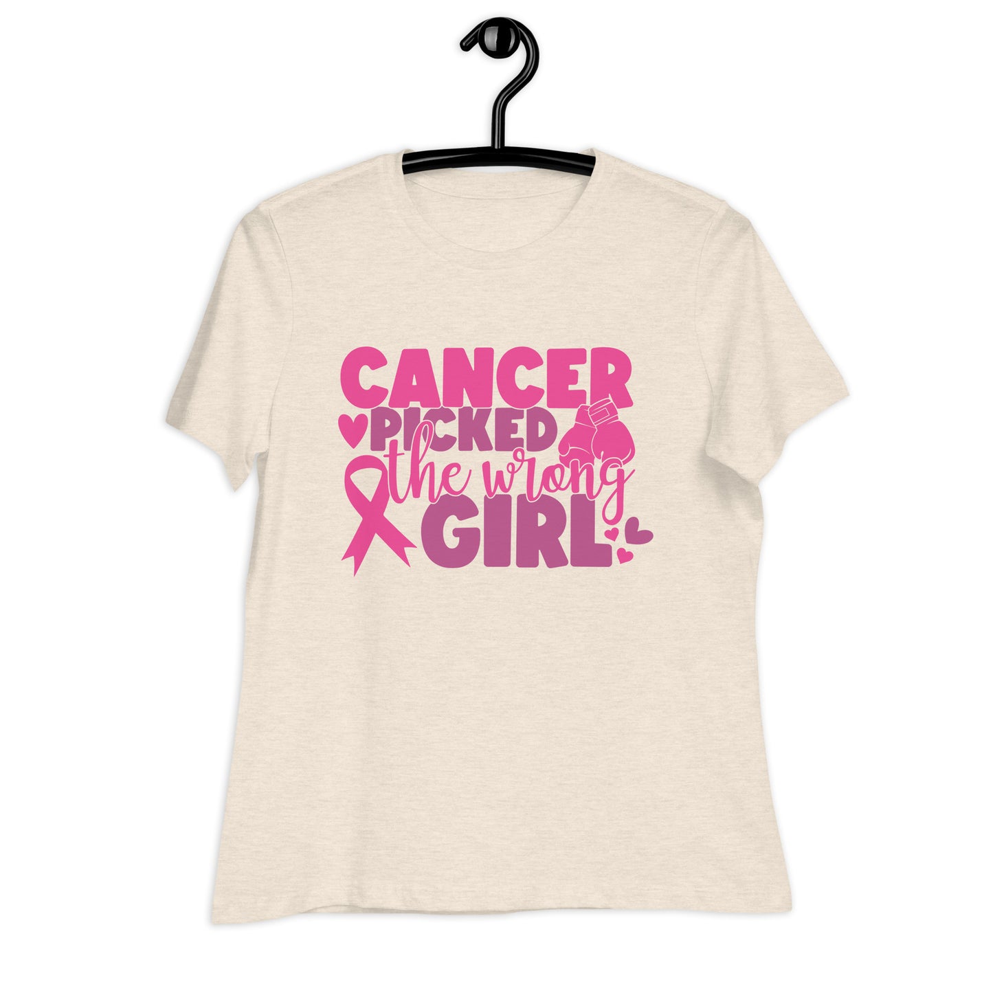 Cancer Picked the Wrong Girl Breast Cancer Awareness Bella Canvas Relaxed Women's T-Shirt
