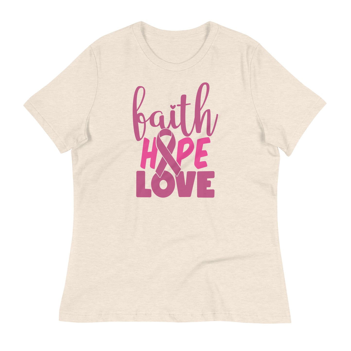 Faith Hope Love Breast Cancer Awareness Bella Canvas Relaxed Women's T-Shirt