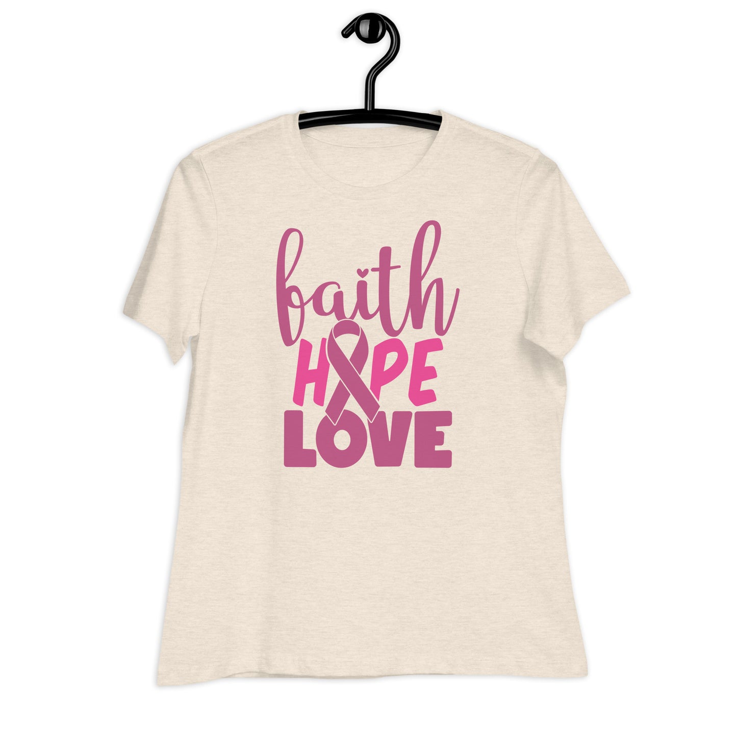 Faith Hope Love Breast Cancer Awareness Bella Canvas Relaxed Women's T-Shirt