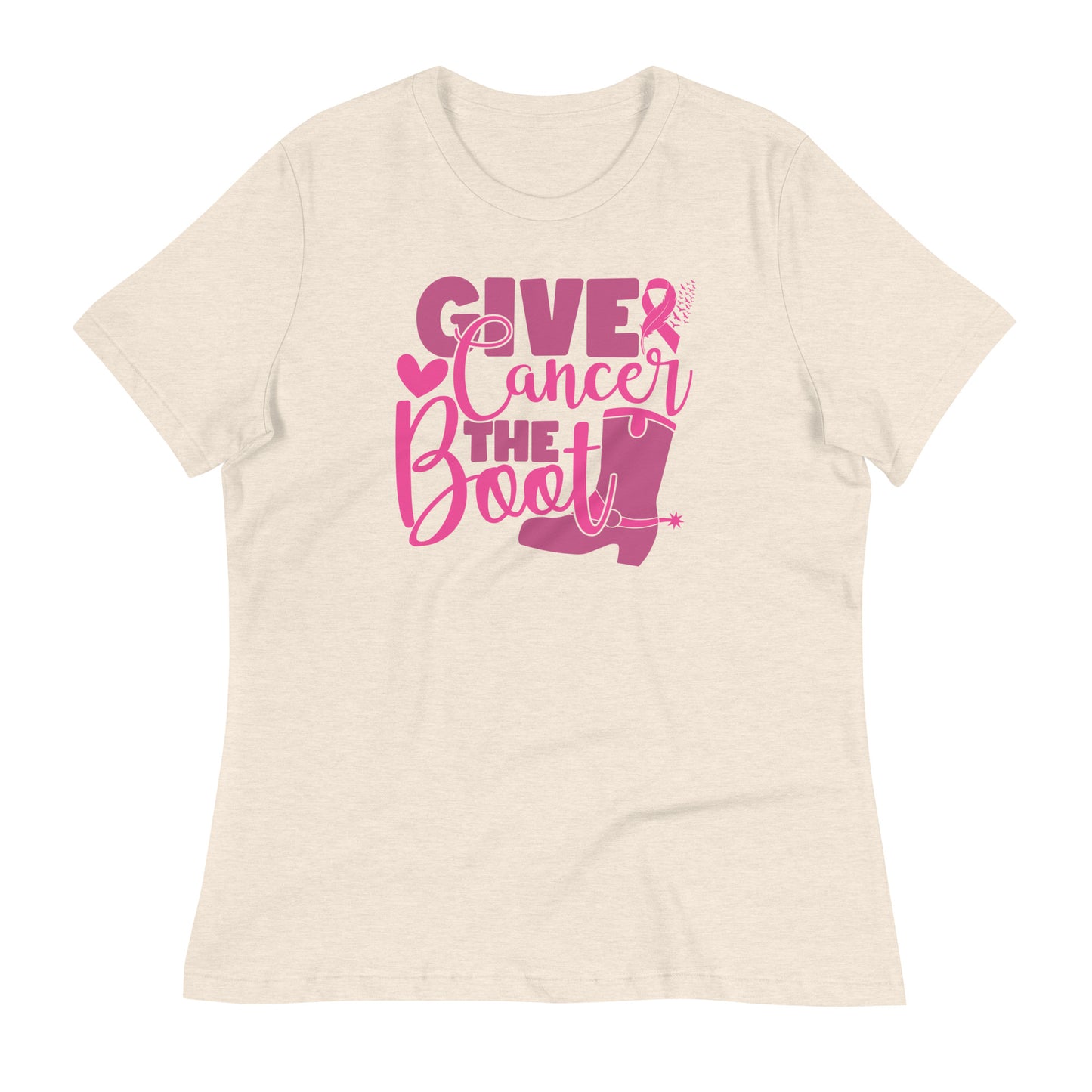 Give Cancer The Boot Breast Cancer Awareness Bella Canvas Relaxed Women's T-Shirt
