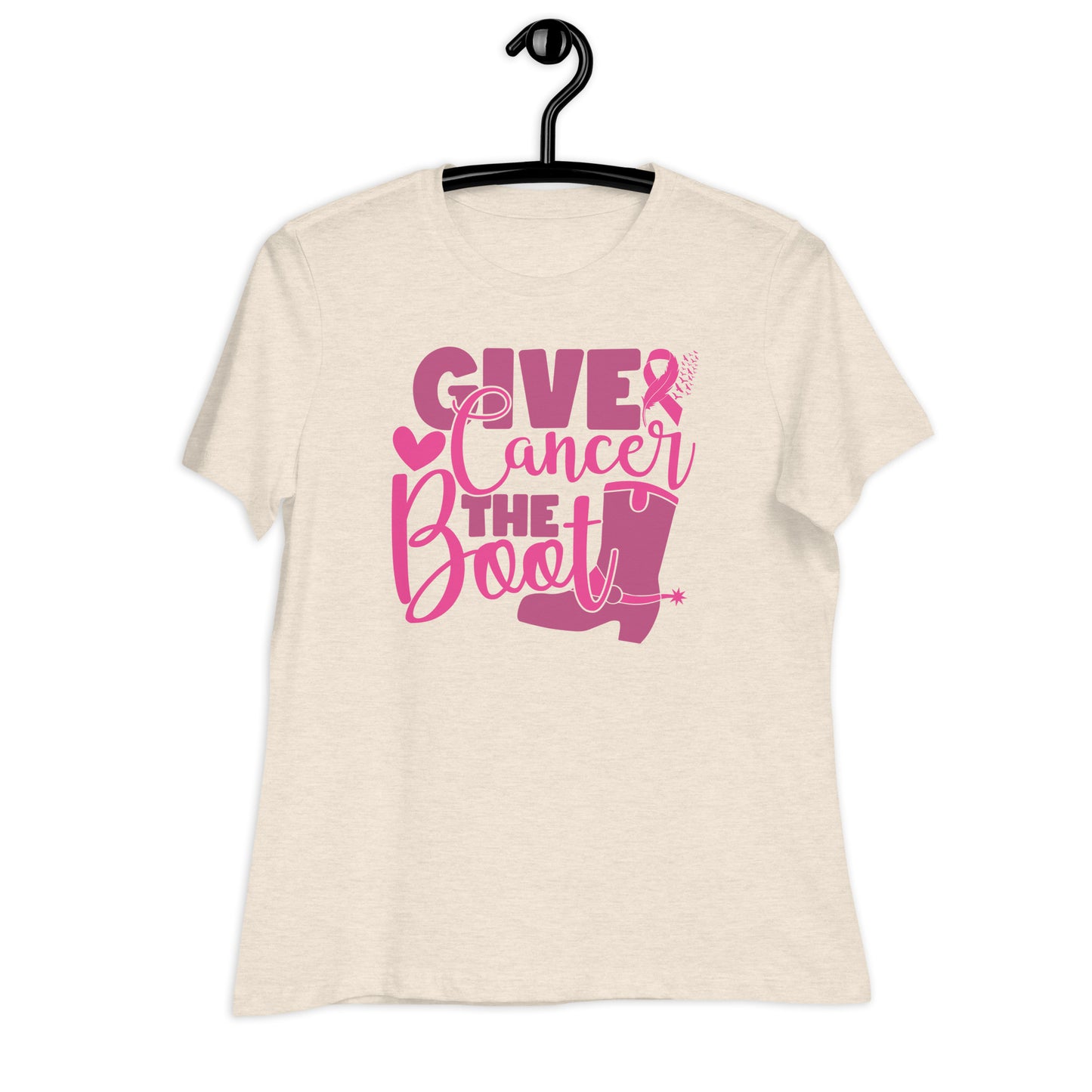 Give Cancer The Boot Breast Cancer Awareness Bella Canvas Relaxed Women's T-Shirt