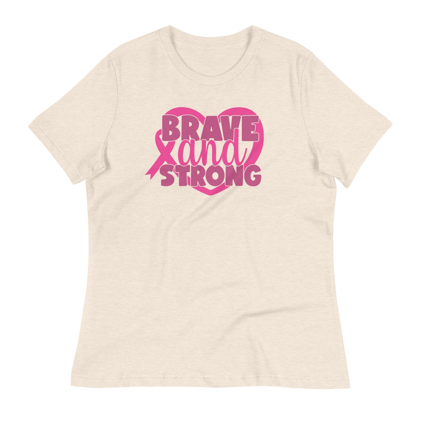 Brave and Strong Breast Cancer Awareness Bella Canvas Relaxed Women's T-Shirt