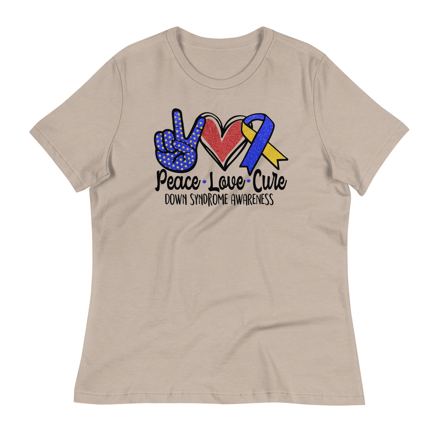 Peace Love Cure Down Syndrome Awareness Bella Canvas Relaxed Women's T-Shirt