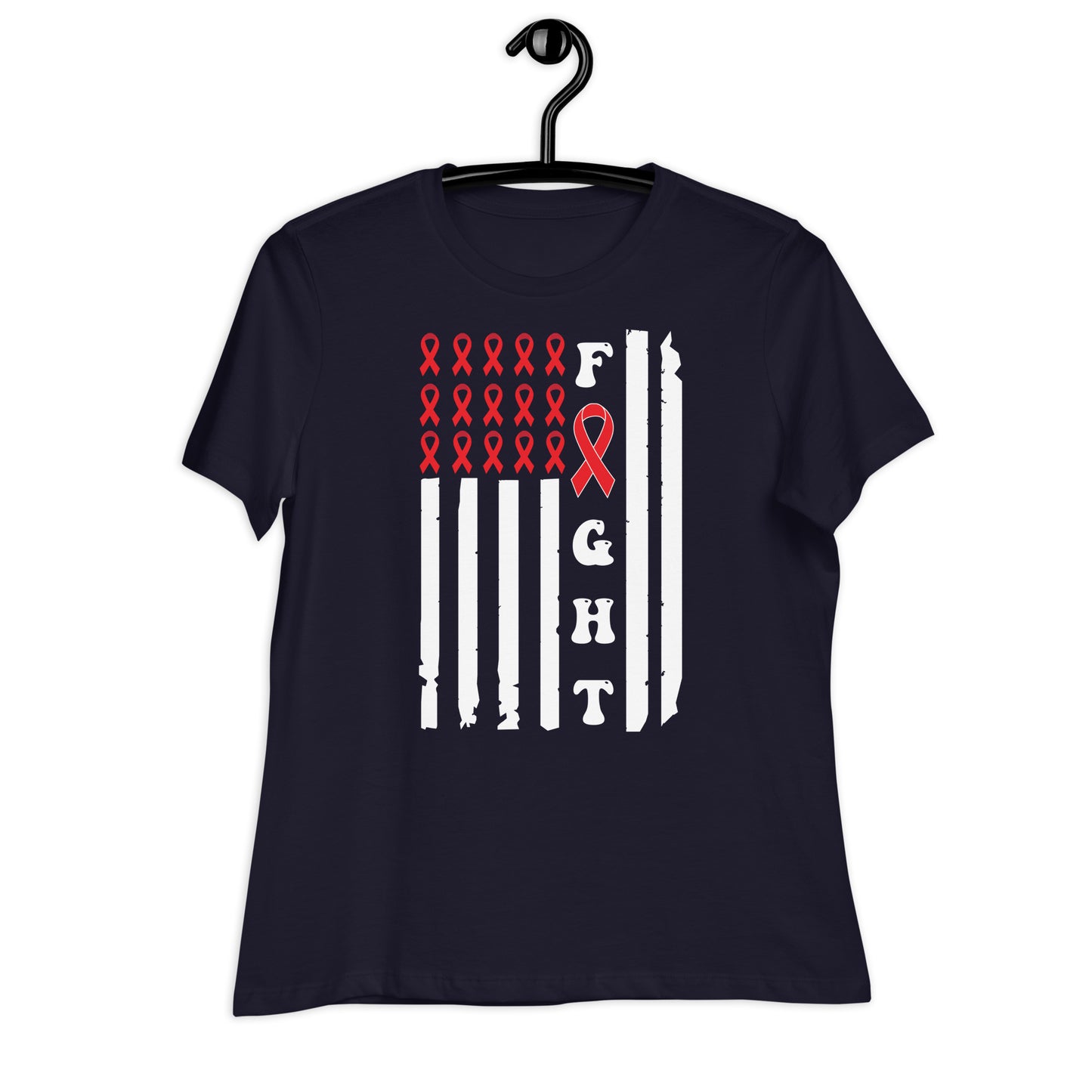 Fight Heart Disease Awareness Flag Bella Canvas Relaxed Women's T-Shirt