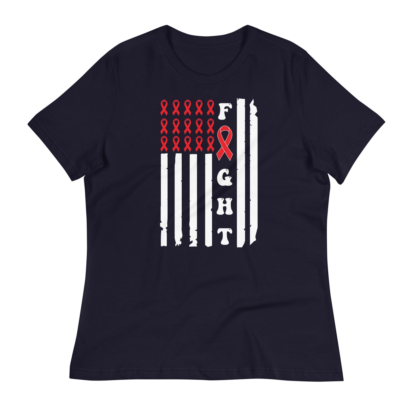 Fight Heart Disease Awareness Flag Bella Canvas Relaxed Women's T-Shirt