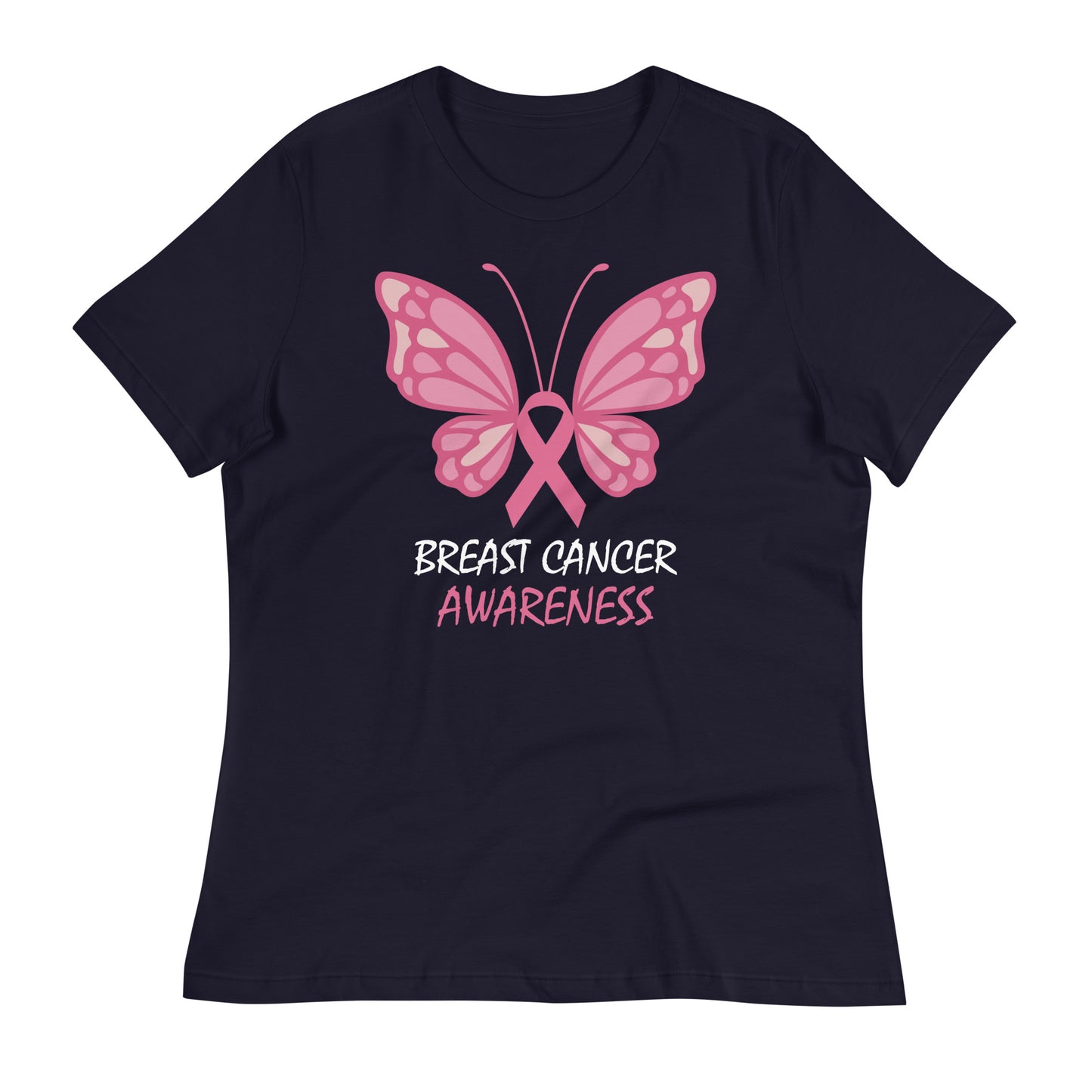 Breast Cancer Awareness Butterfly Bella Canvas Relaxed Women's T-Shirt