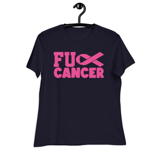 Fu** Cancer Breast Cancer Awareness Bella Canvas Women's Relaxed T-Shirt