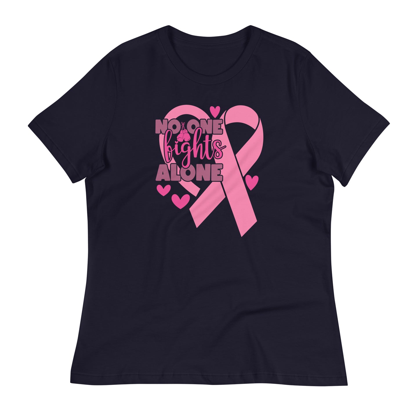 No Fights Alone Breast Cancer Awareness Bella Canvas Relaxed Women's T-Shirt